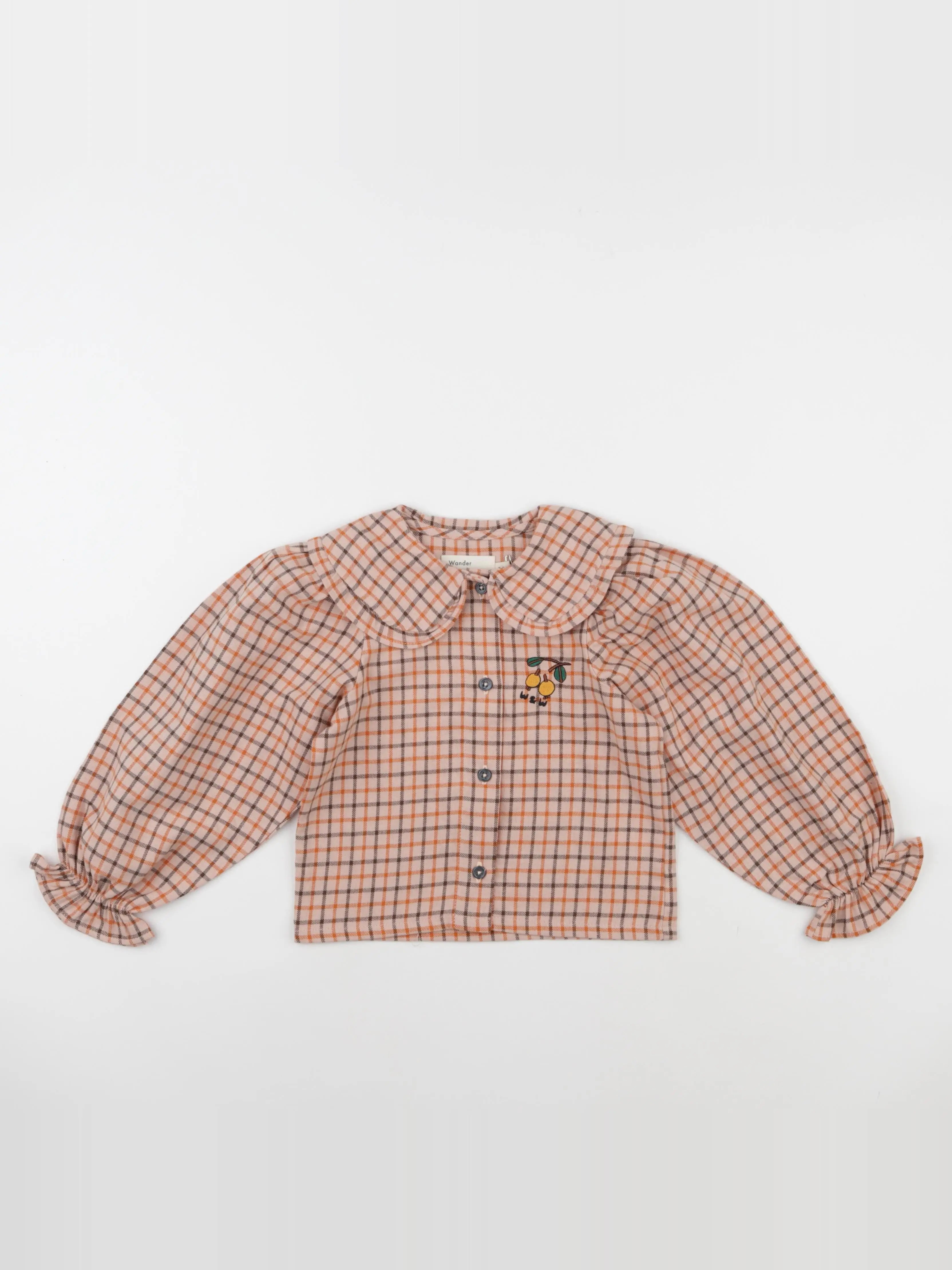 Blouse Peter Pan carreaux rose