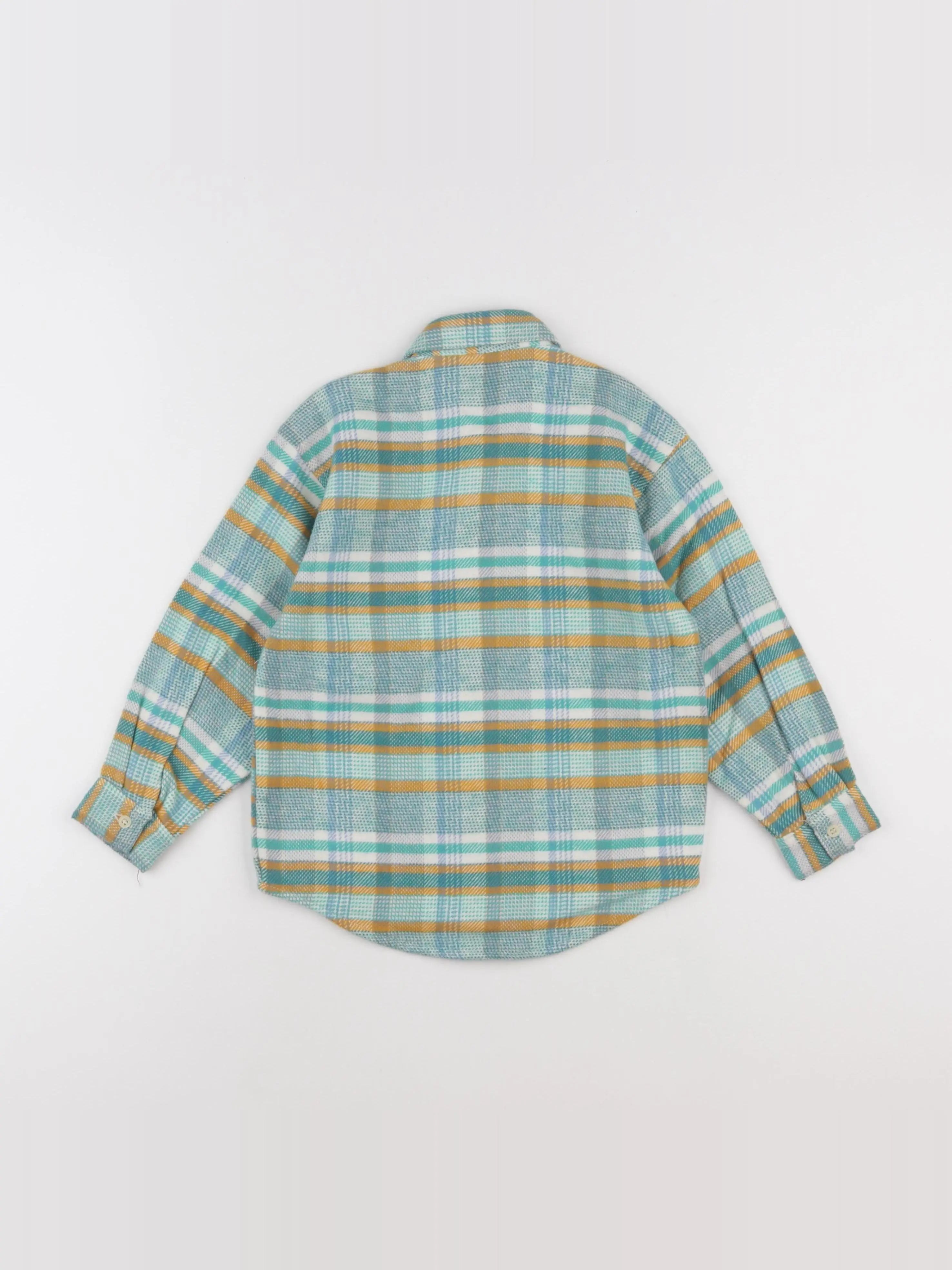 Vintage - chemise bleu, vert - 7 ans