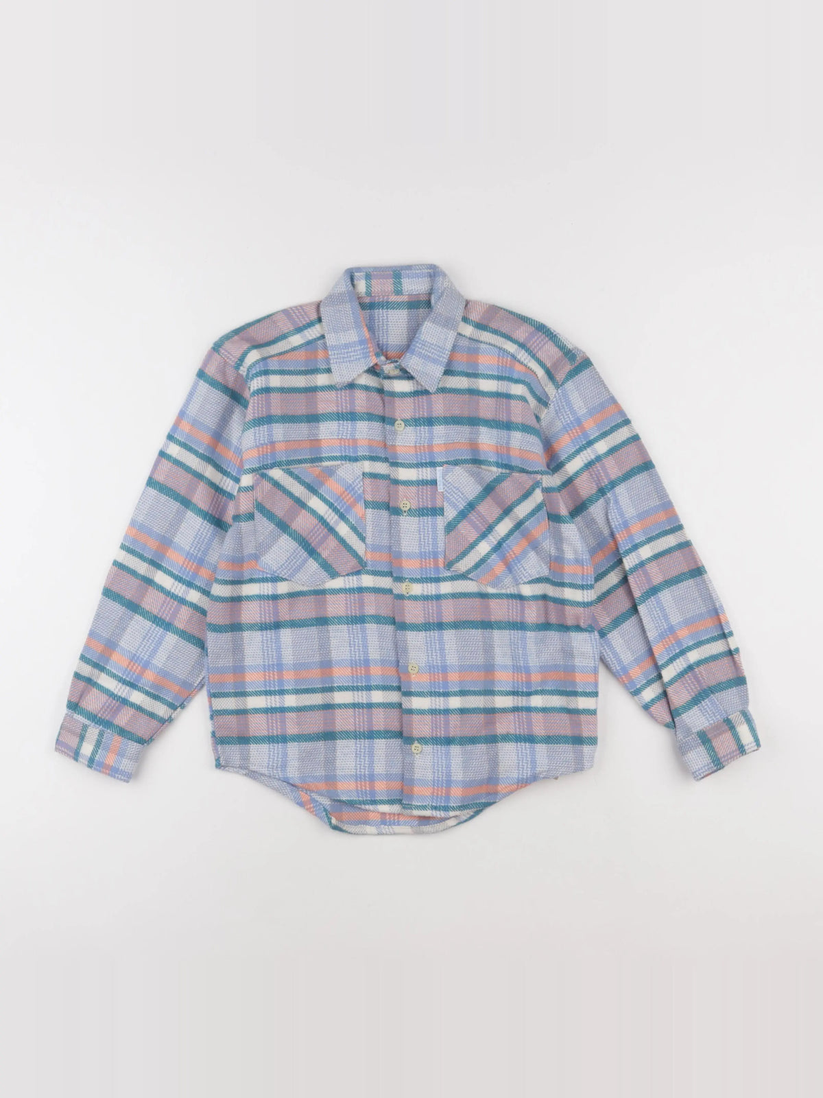 Vintage - chemise bleu, rose - 5 ans