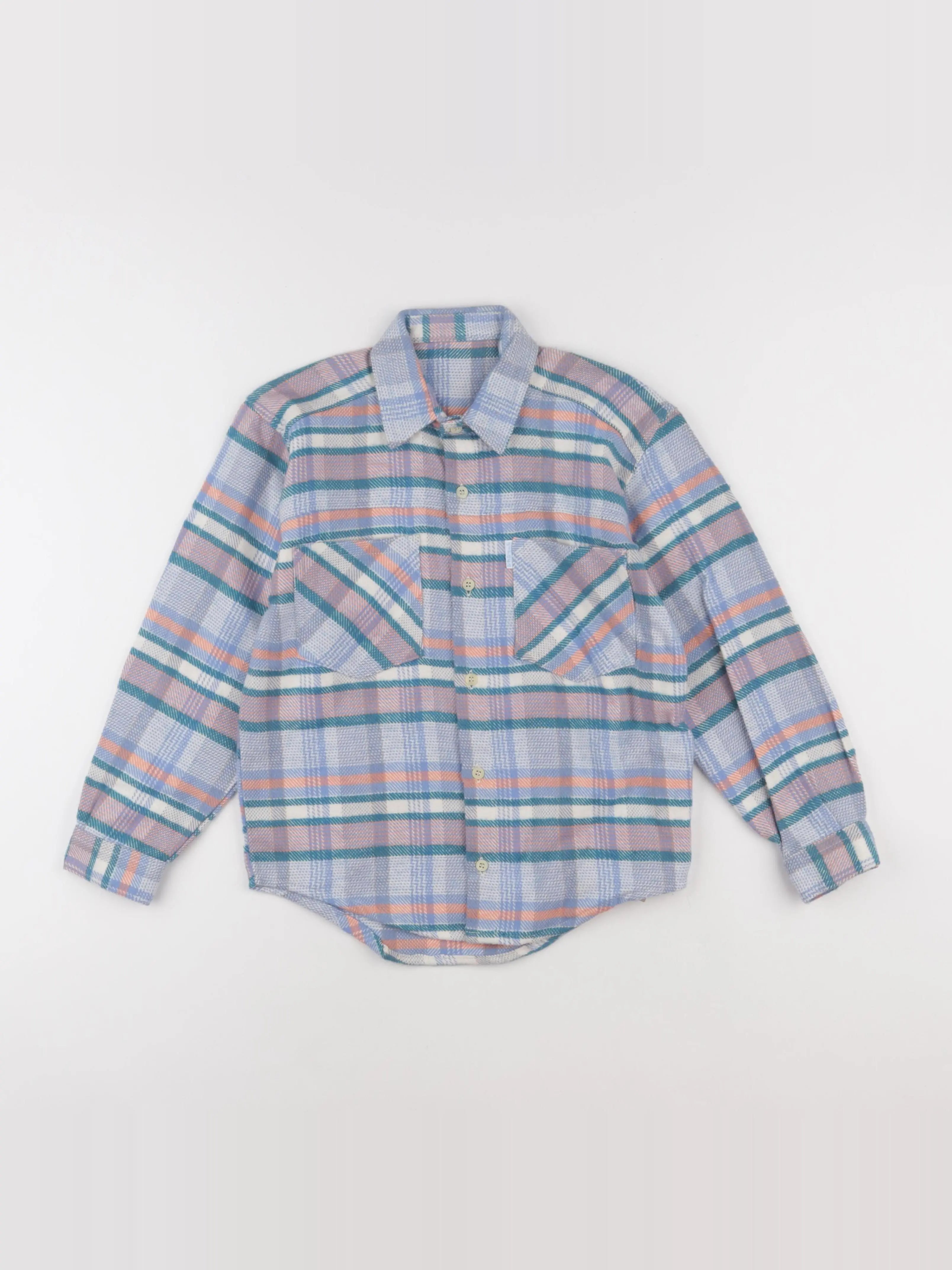 Vintage - chemise bleu, rose - 5 ans