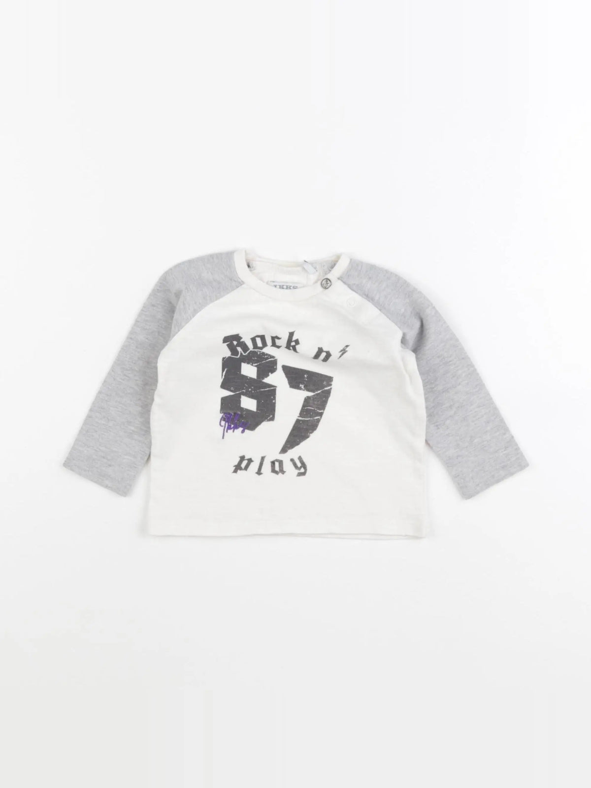IKKS - tee-shirt blanc, gris - 6 mois