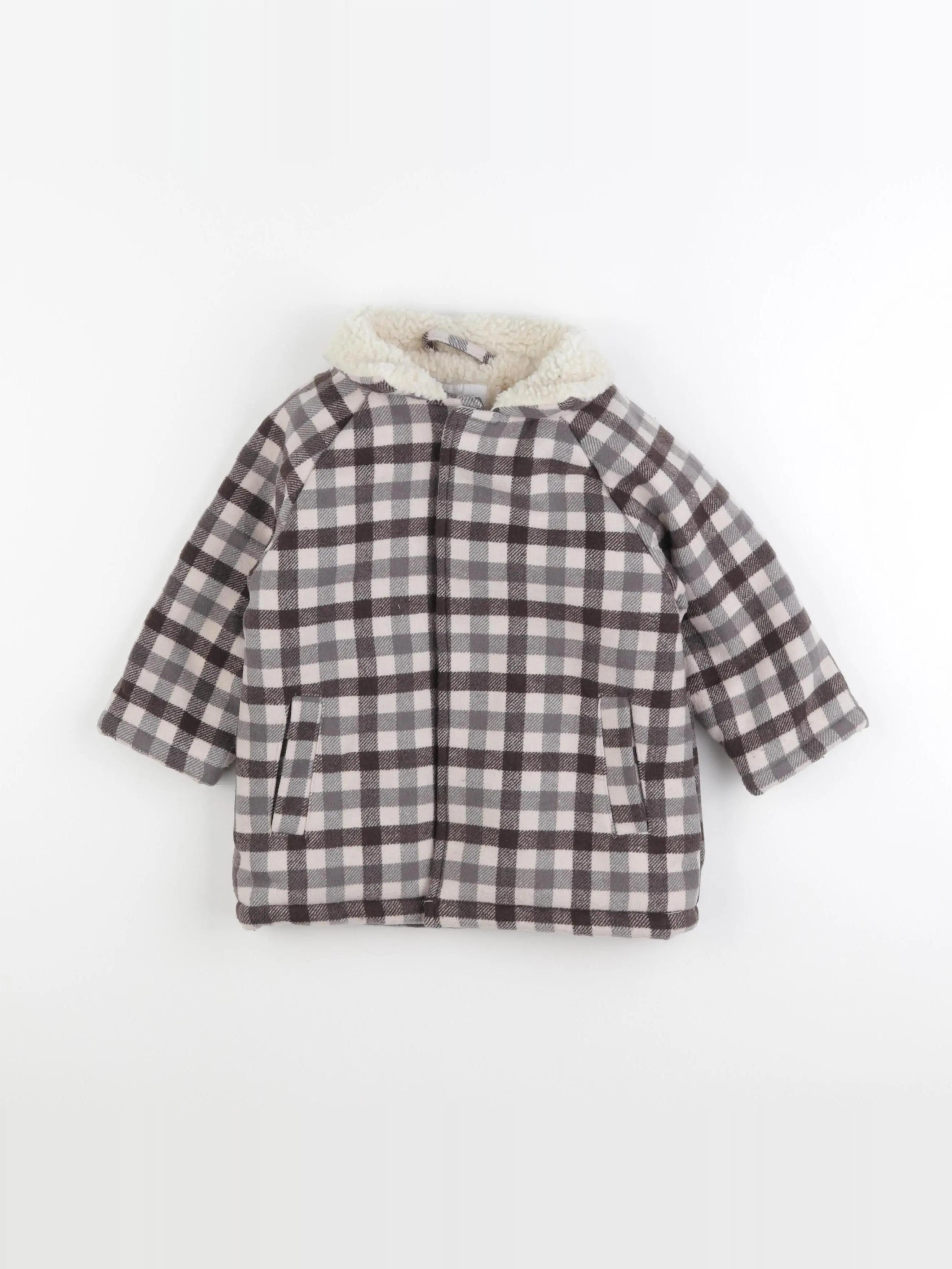 Vertbaudet - manteau gris, blanc - 24 mois