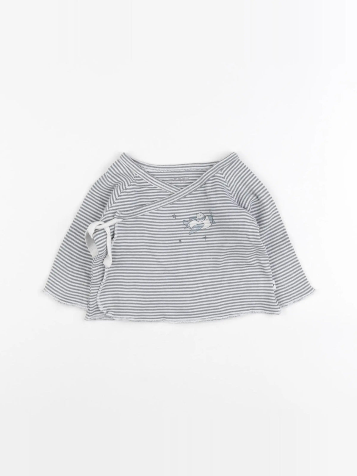 Vertbaudet - tee-shirt blanc, gris - 3 mois