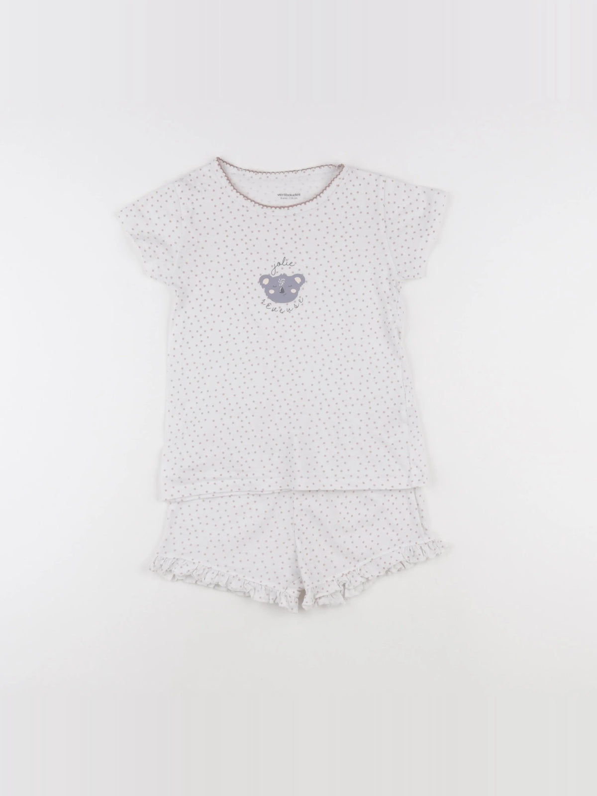 Vertbaudet - pyjama coton rose, blanc - 6 ans