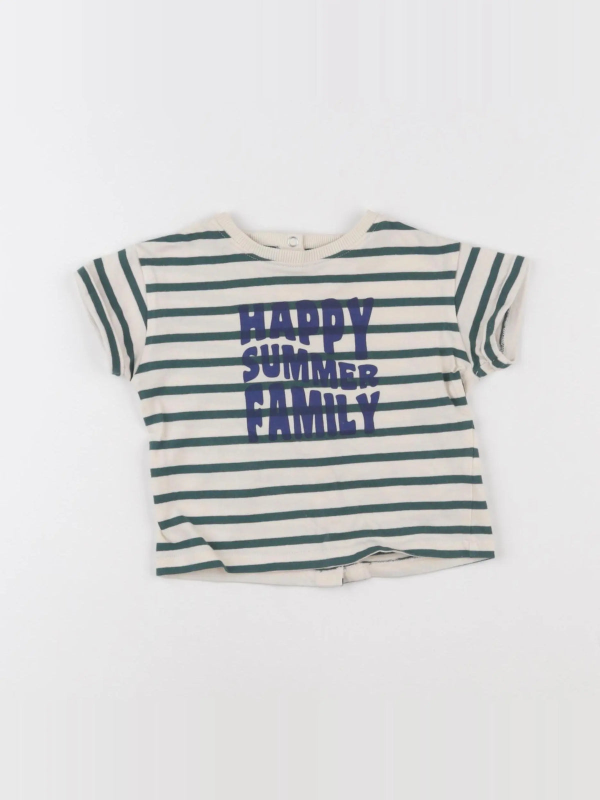 Vertbaudet - tee-shirt blanc, vert - 6 mois