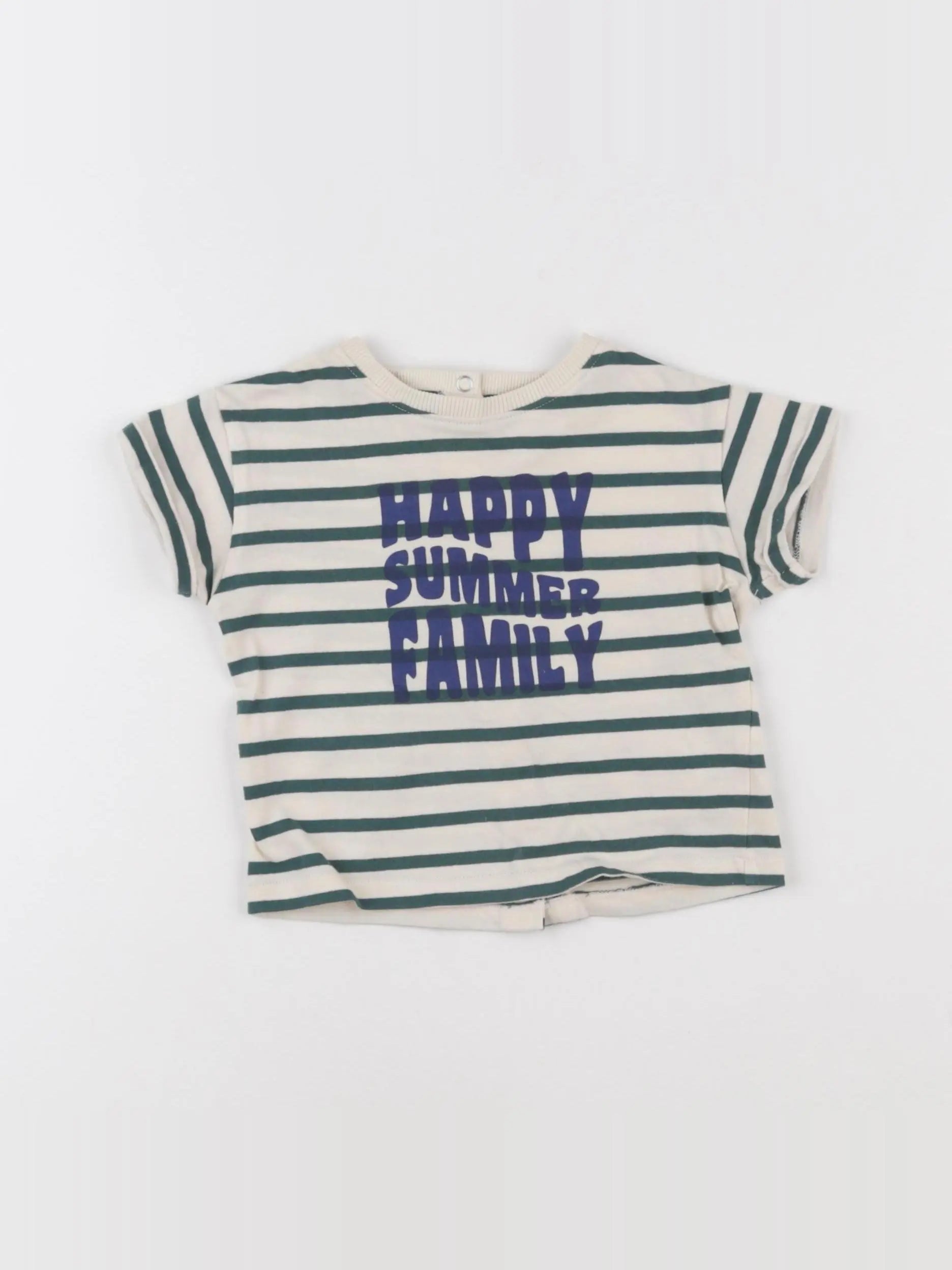 Vertbaudet - tee-shirt blanc, vert - 6 mois