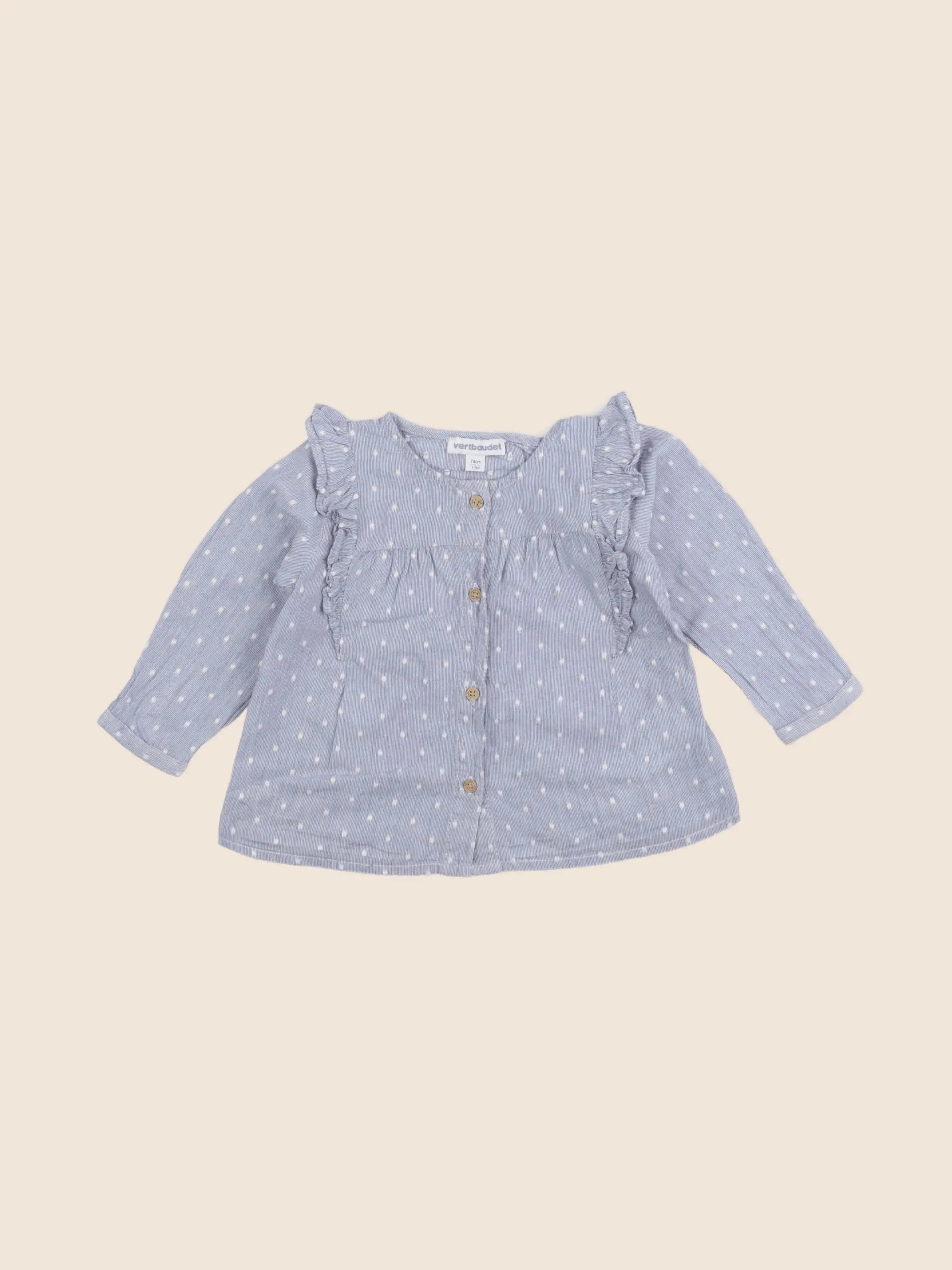 Vertbaudet - blouse bleu - 12 mois