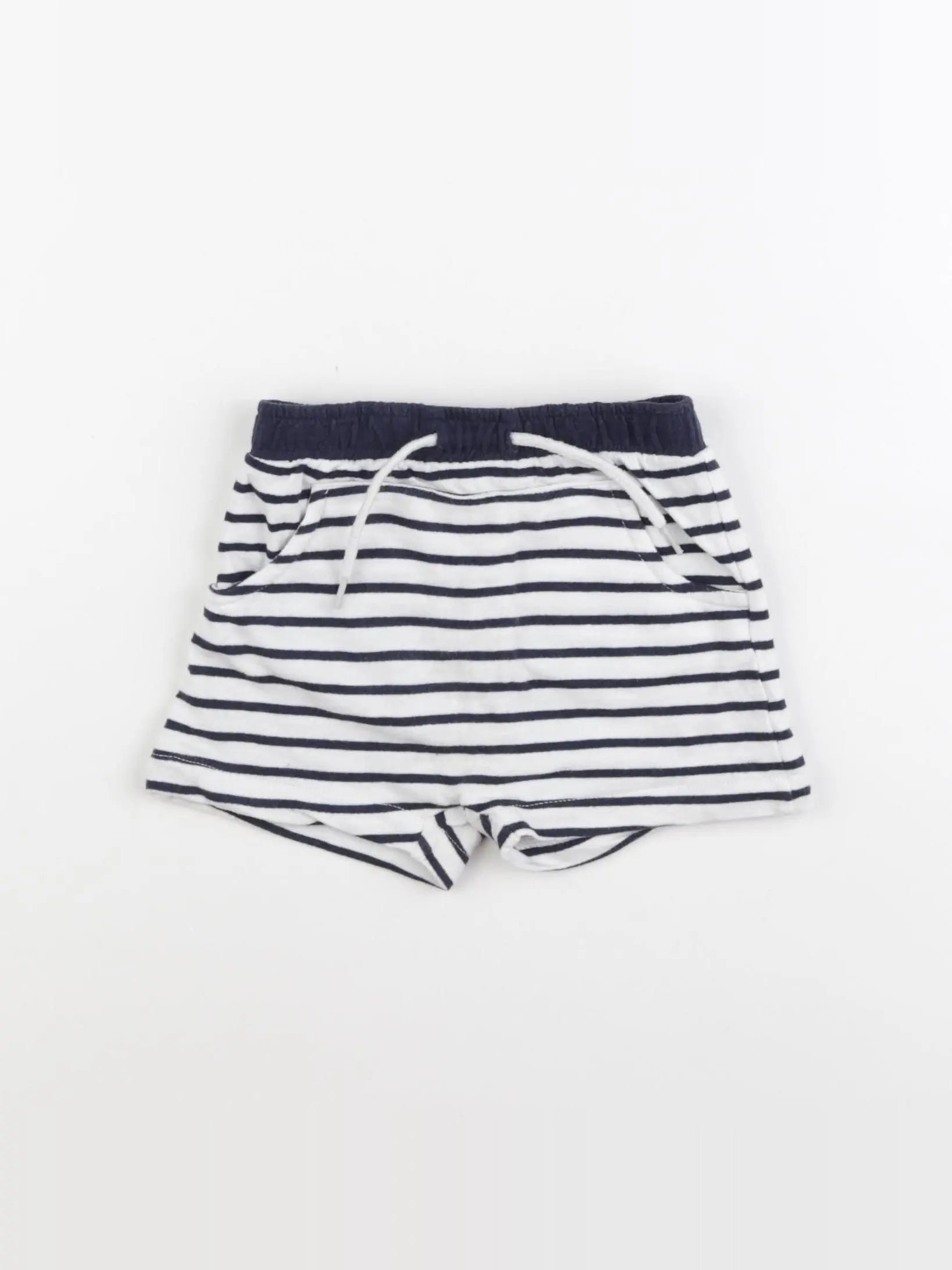 Vertbaudet - short blanc, bleu - 12 mois