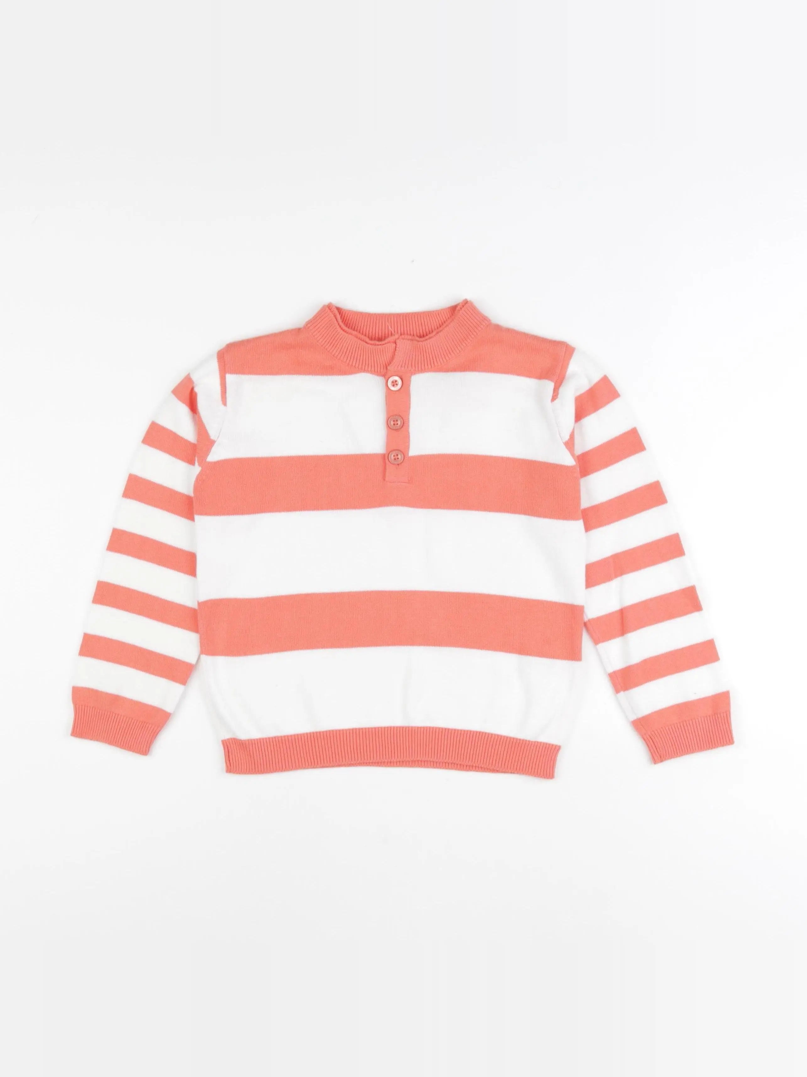 Vertbaudet - pull blanc, orange - 4 ans