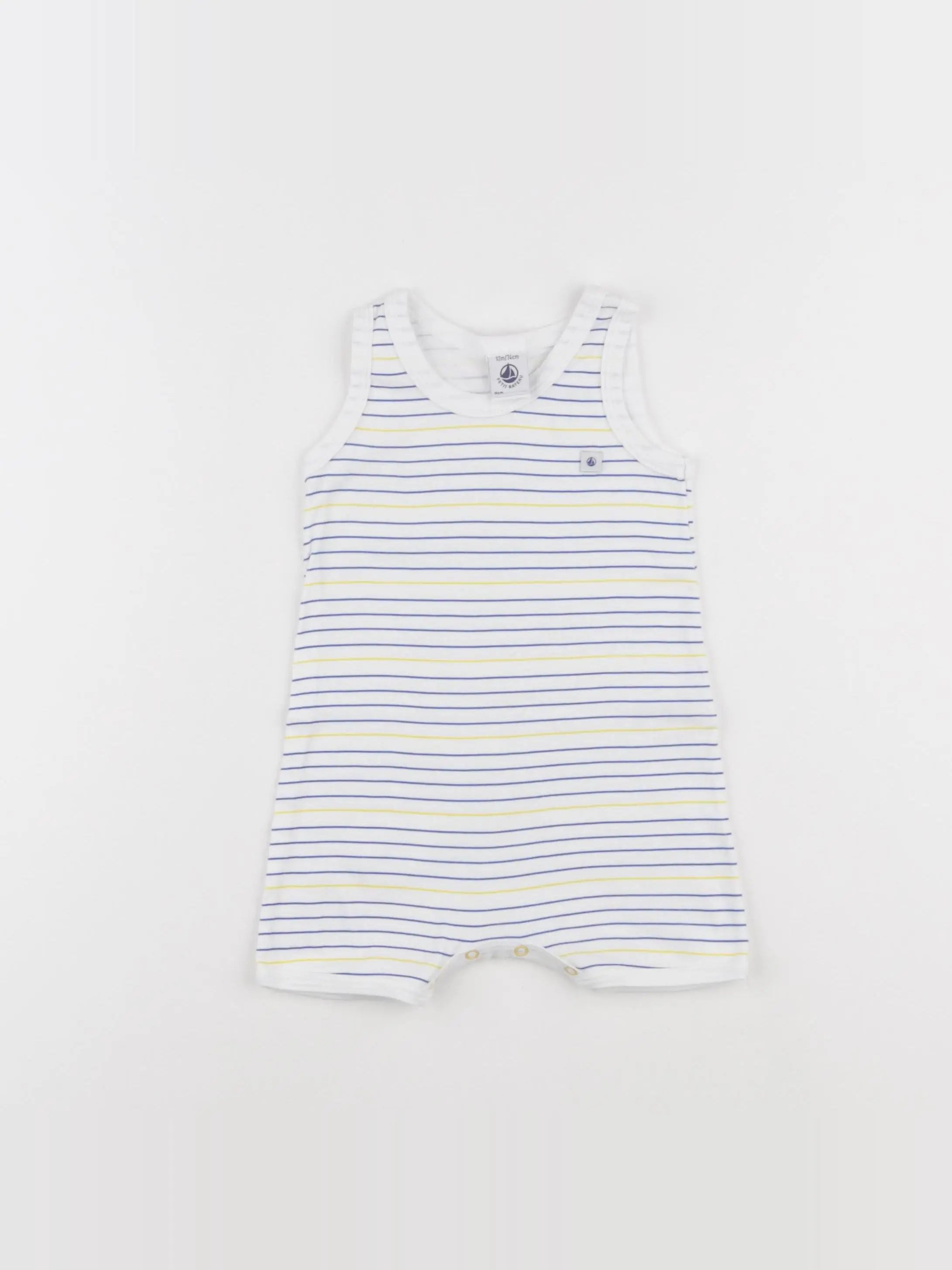 Petit Bateau - pyjama coton bleu, jaune - 12 mois