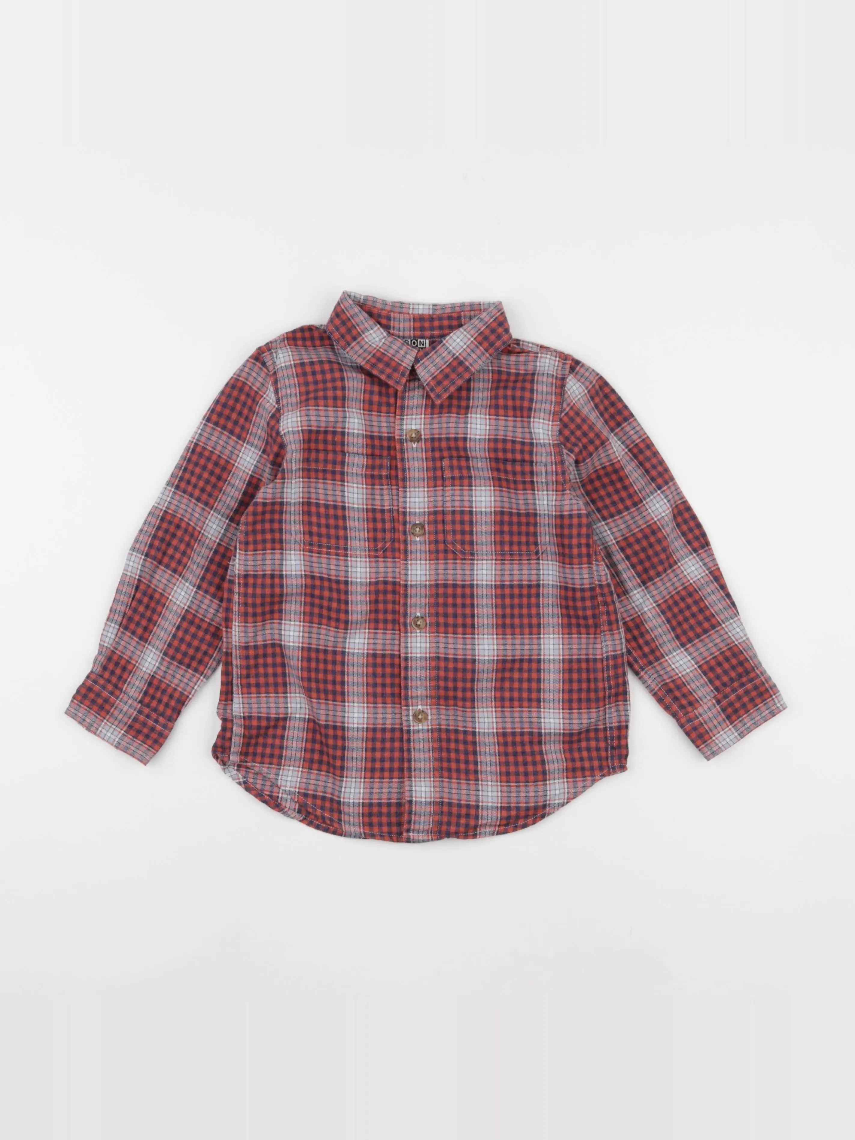 Bonton - chemise orange, bleu - 4 ans