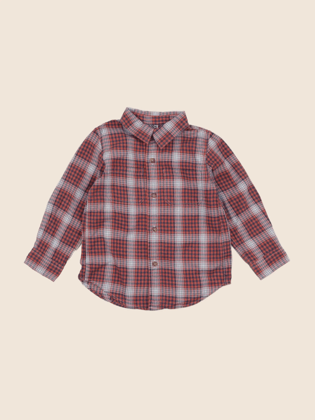 Bonton - chemise orange, bleu - 4 ans