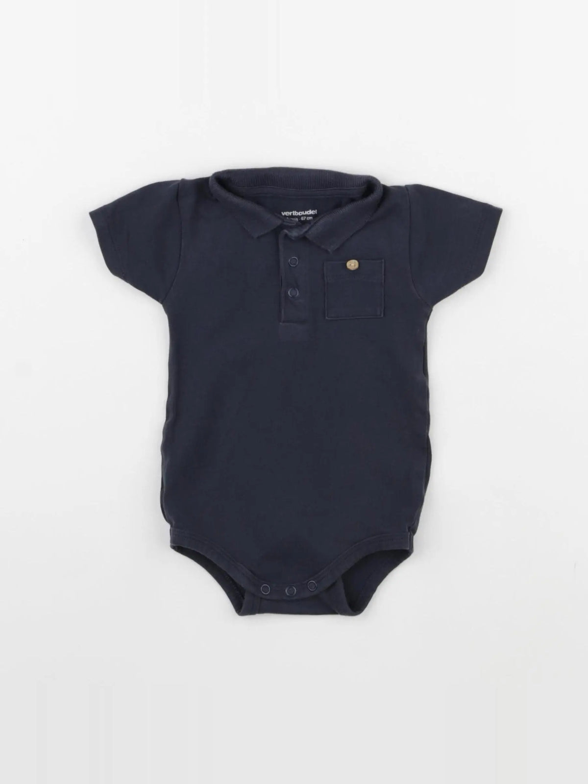 Vertbaudet - body à col bleu - 6 mois