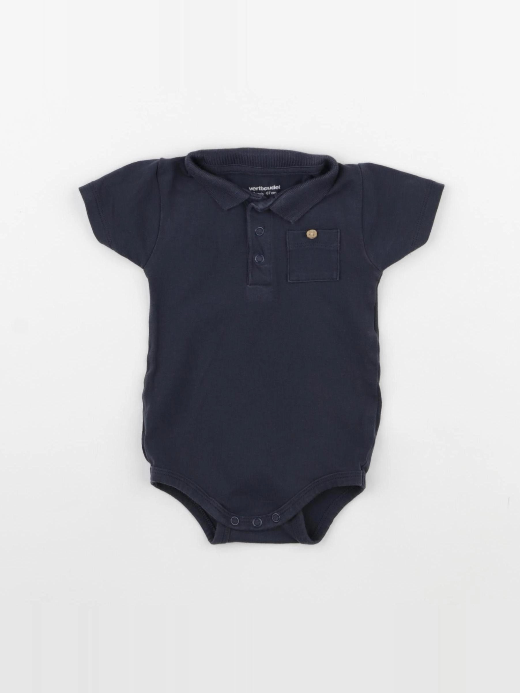 Vertbaudet - body à col bleu - 6 mois