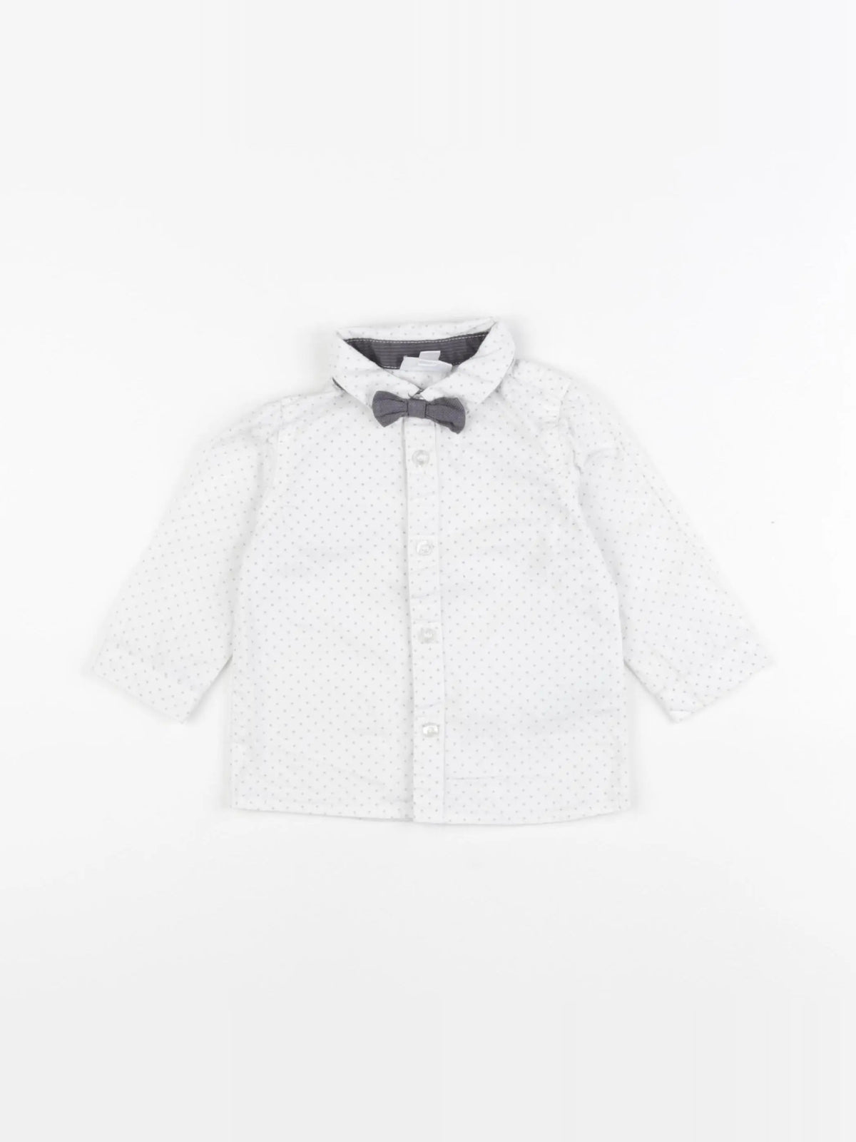Vertbaudet - chemise blanc, gris - 9 mois