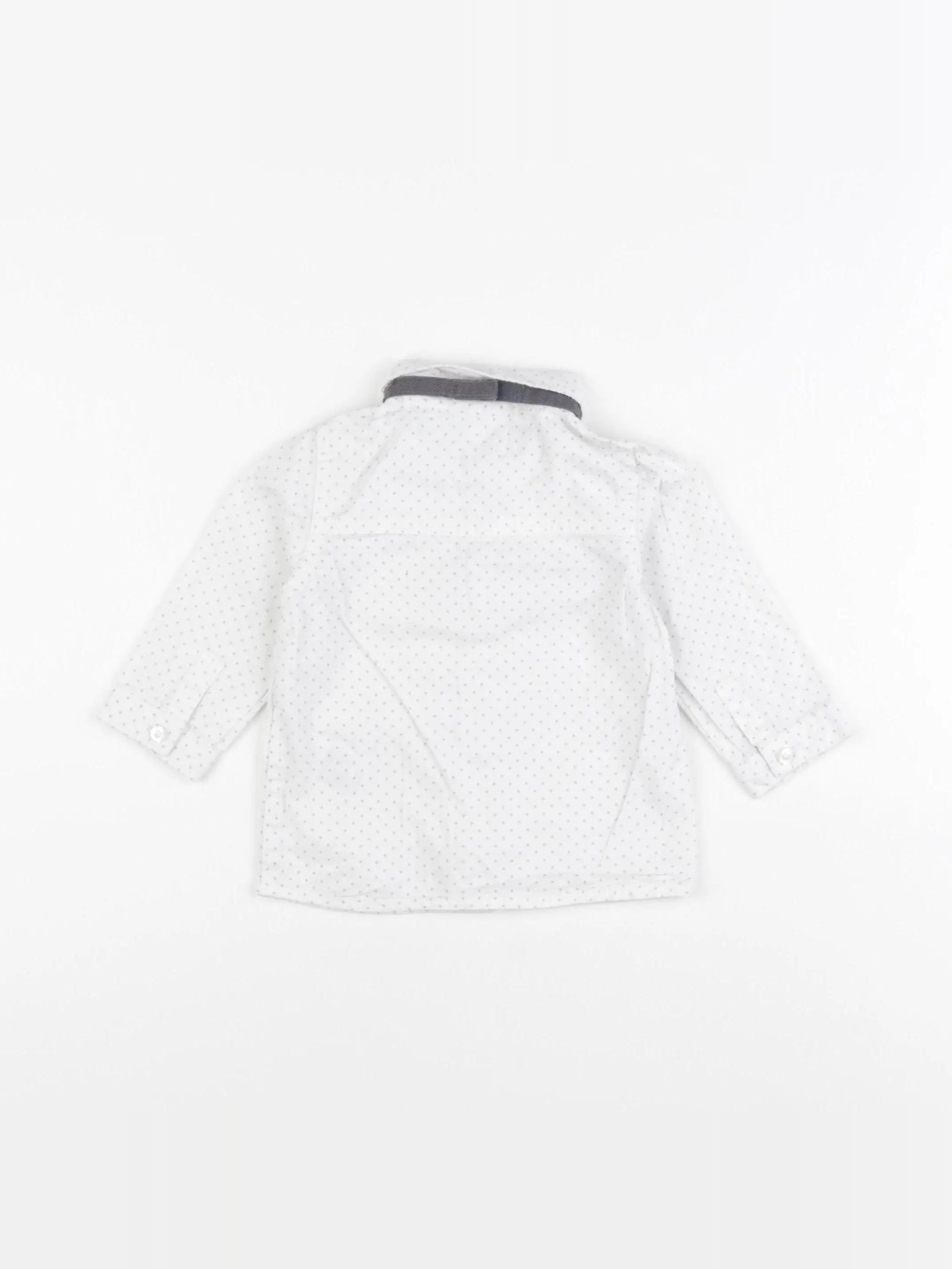 Vertbaudet - chemise blanc, gris - 9 mois