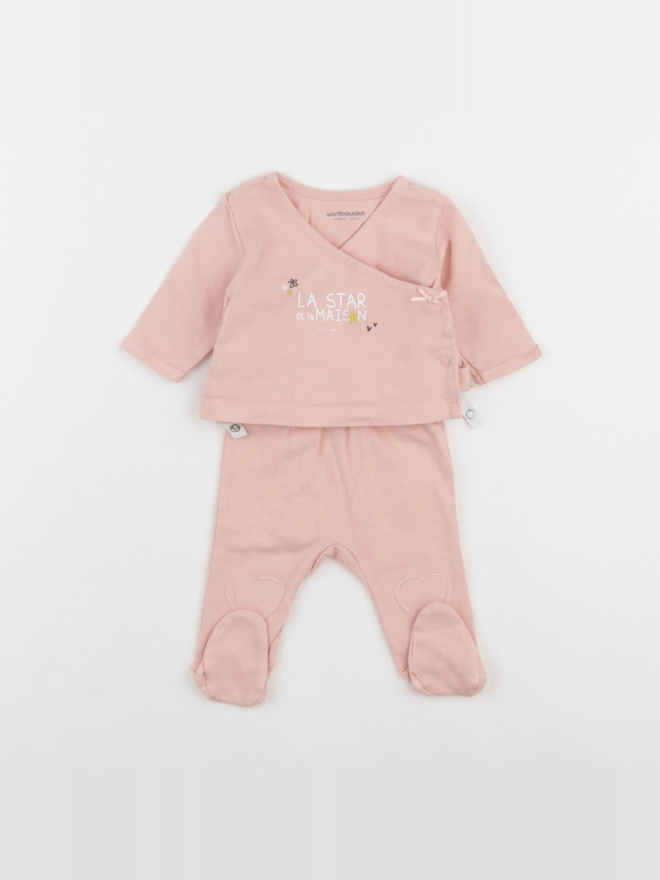 Vertbaudet - pyjama coton rose - 0 mois