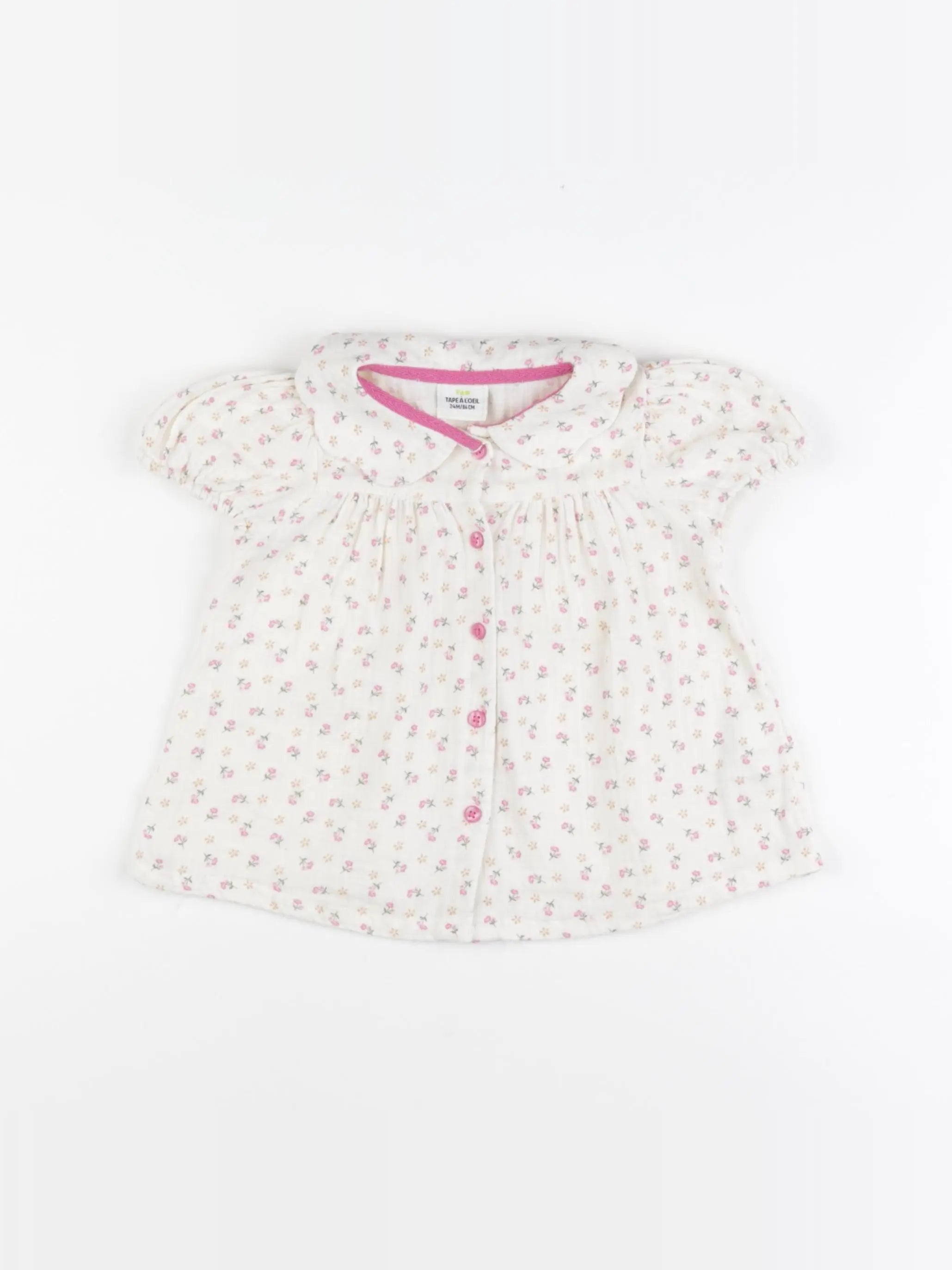 Tape à l'oeil - robe blanc, rose - 24 mois