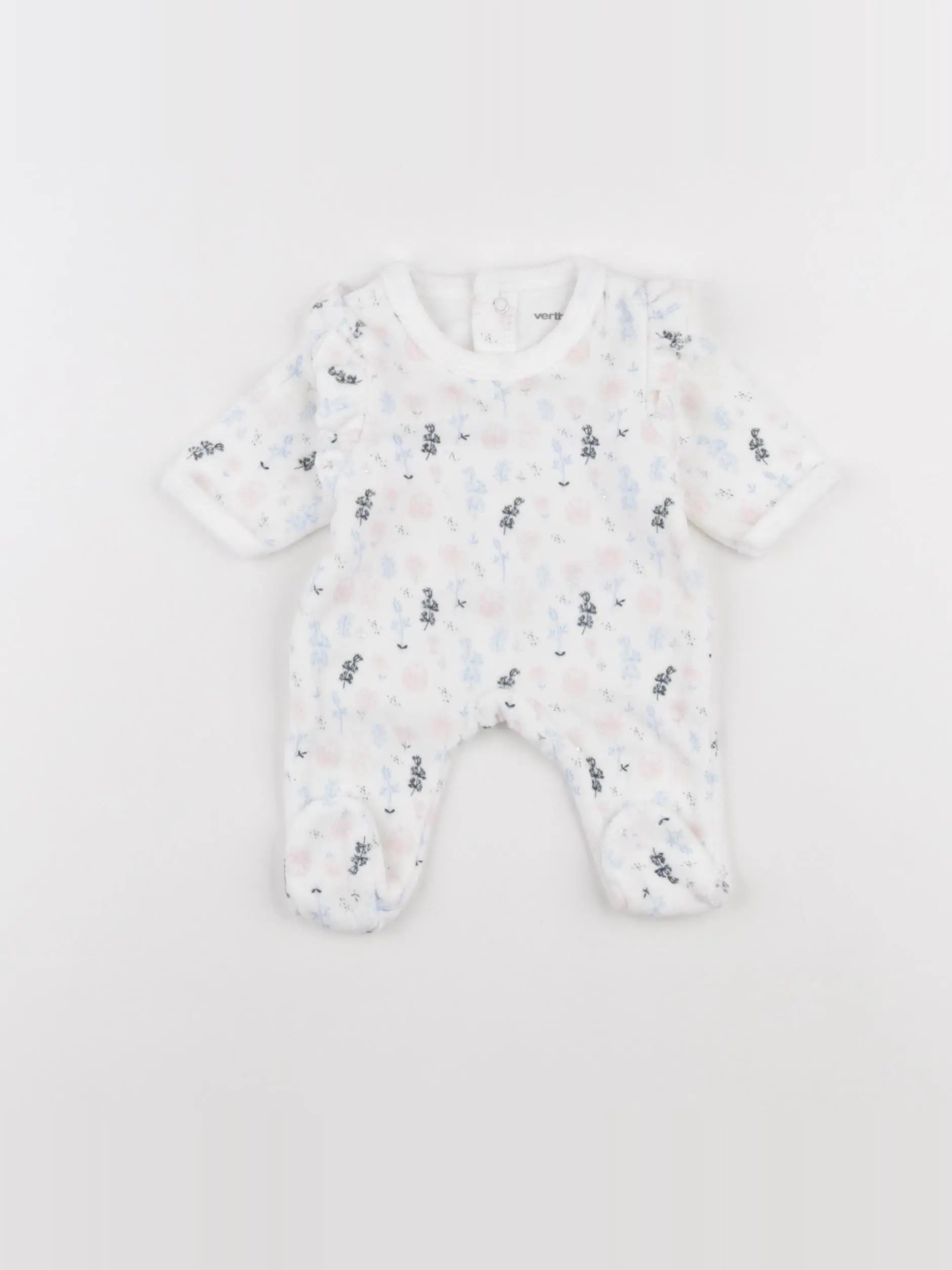 Vertbaudet - pyjama velours bleu, blanc - Prématuré