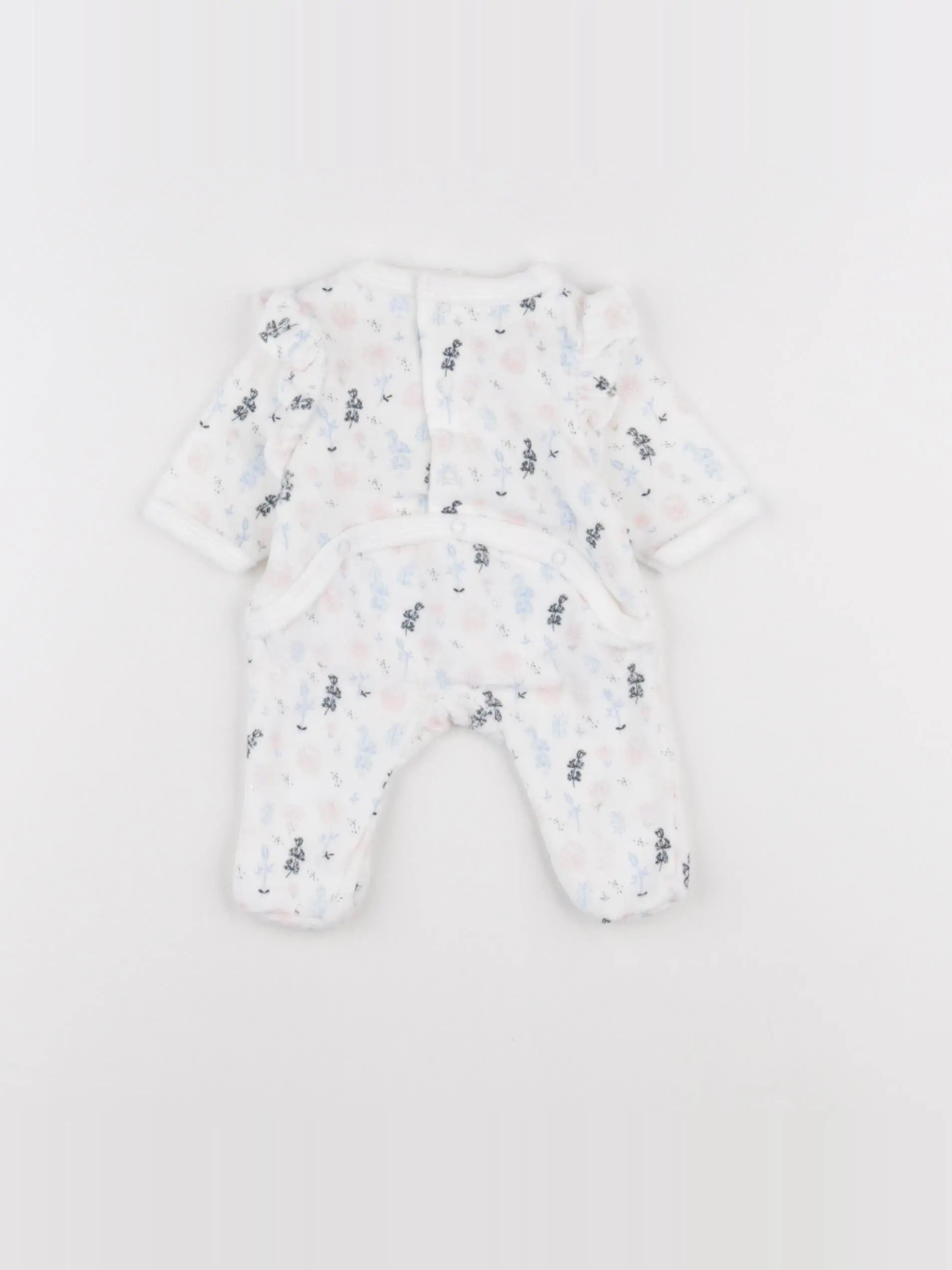 Vertbaudet - pyjama velours bleu, blanc - Prématuré