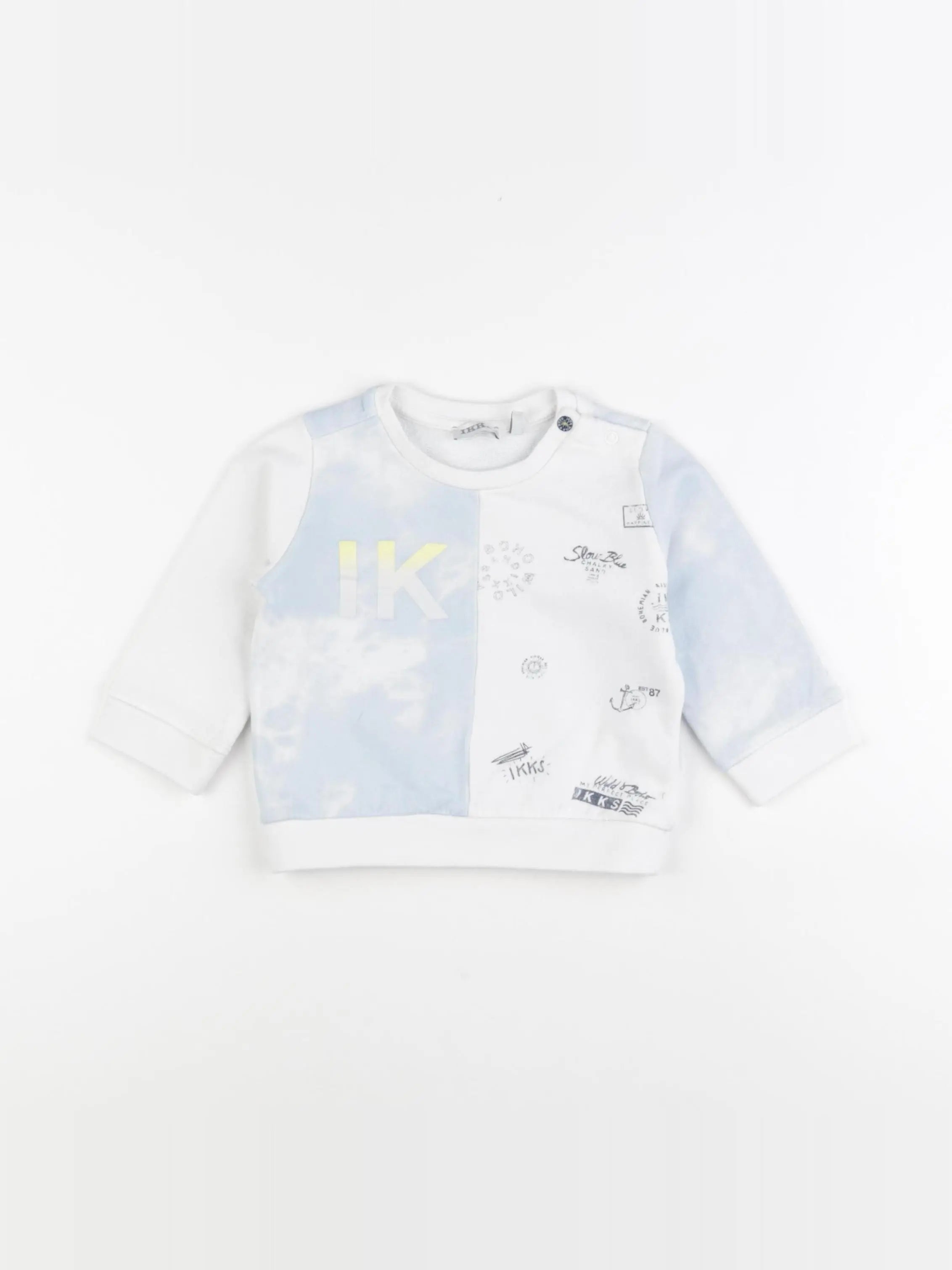 IKKS - sweat bleu - 12 mois