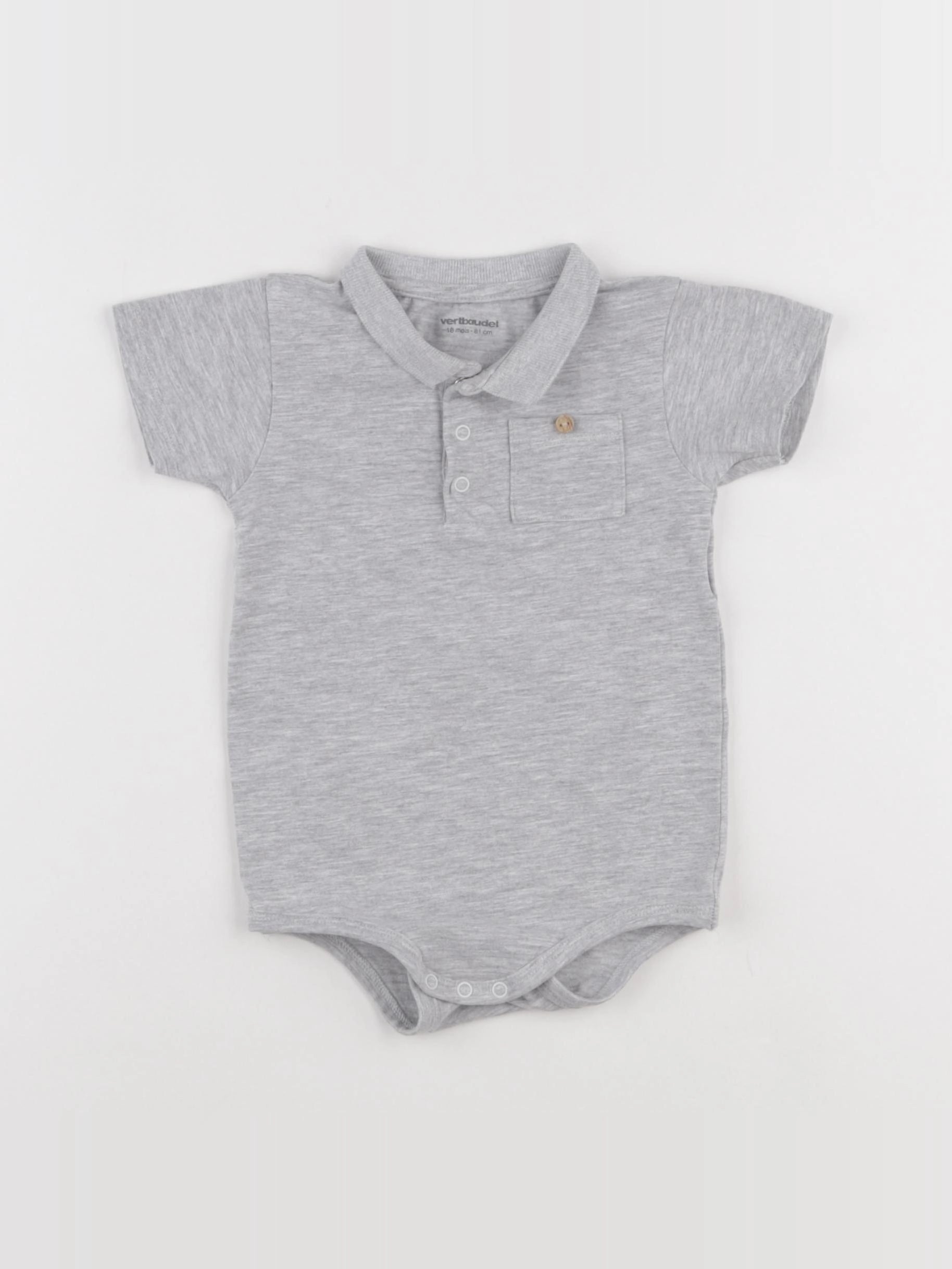 Vertbaudet - body à col gris - 18 mois