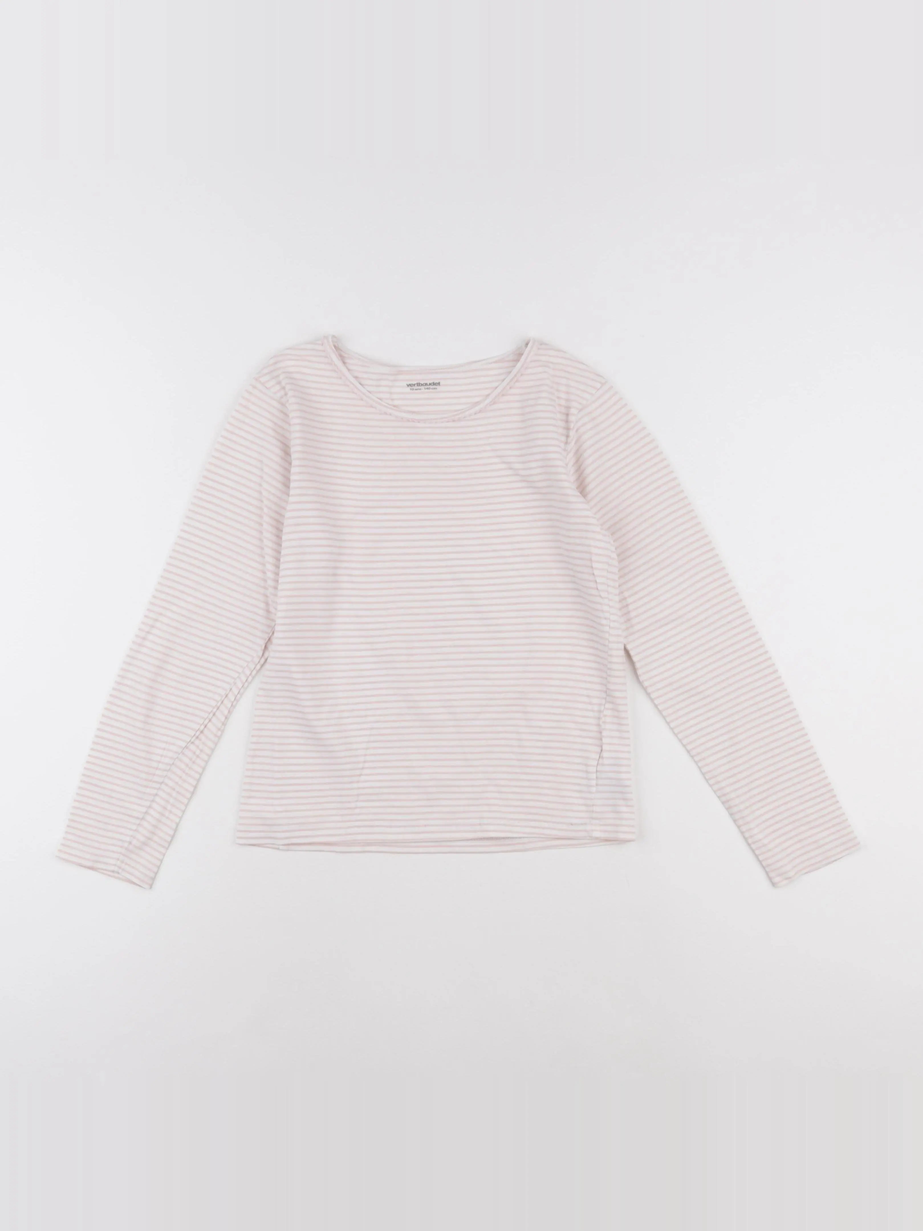 Vertbaudet - tee-shirt rose, blanc - 10 ans