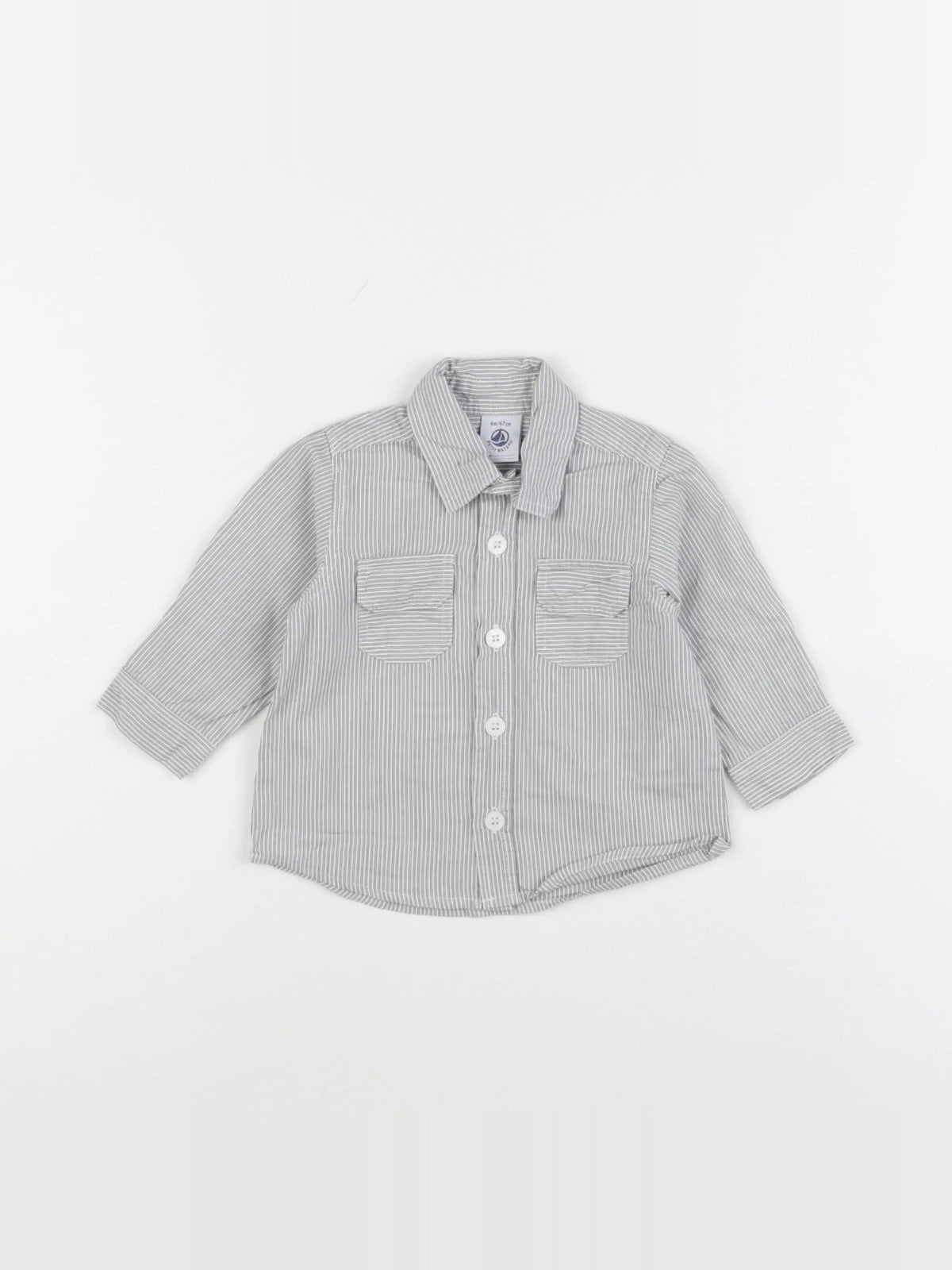 Petit Bateau - chemise gris - 6 mois
