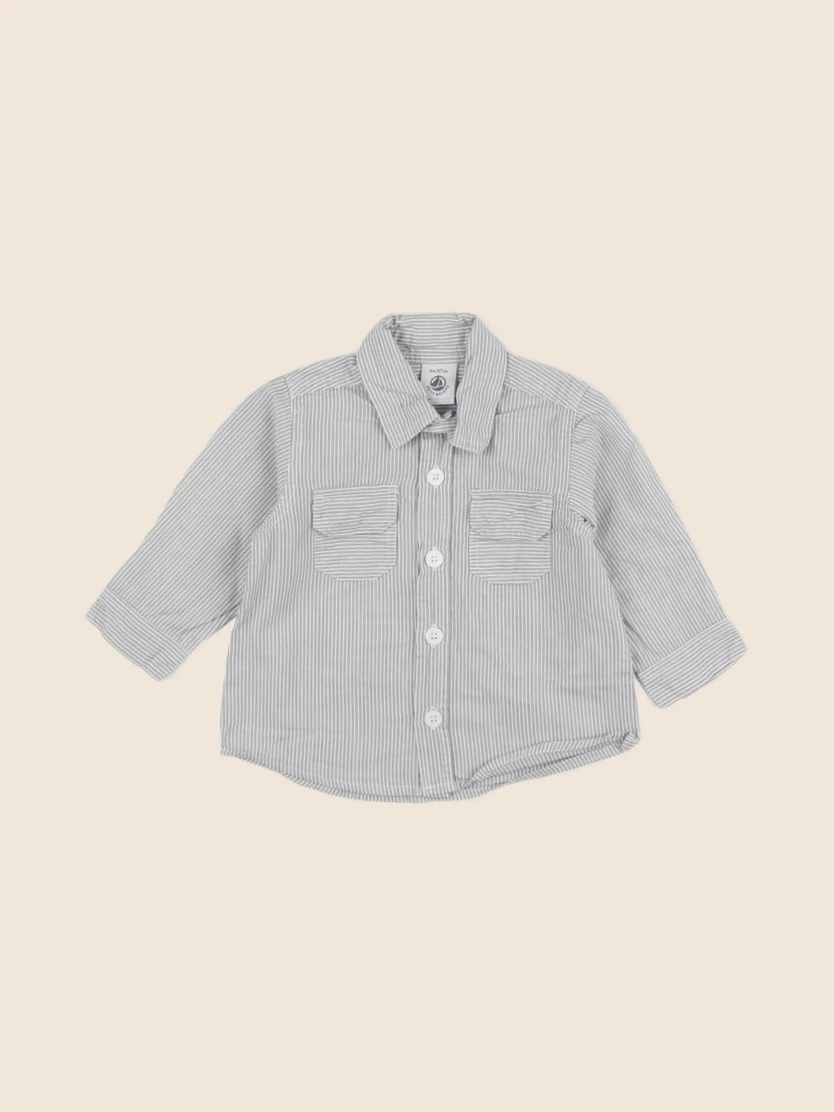 Petit Bateau - chemise gris - 6 mois