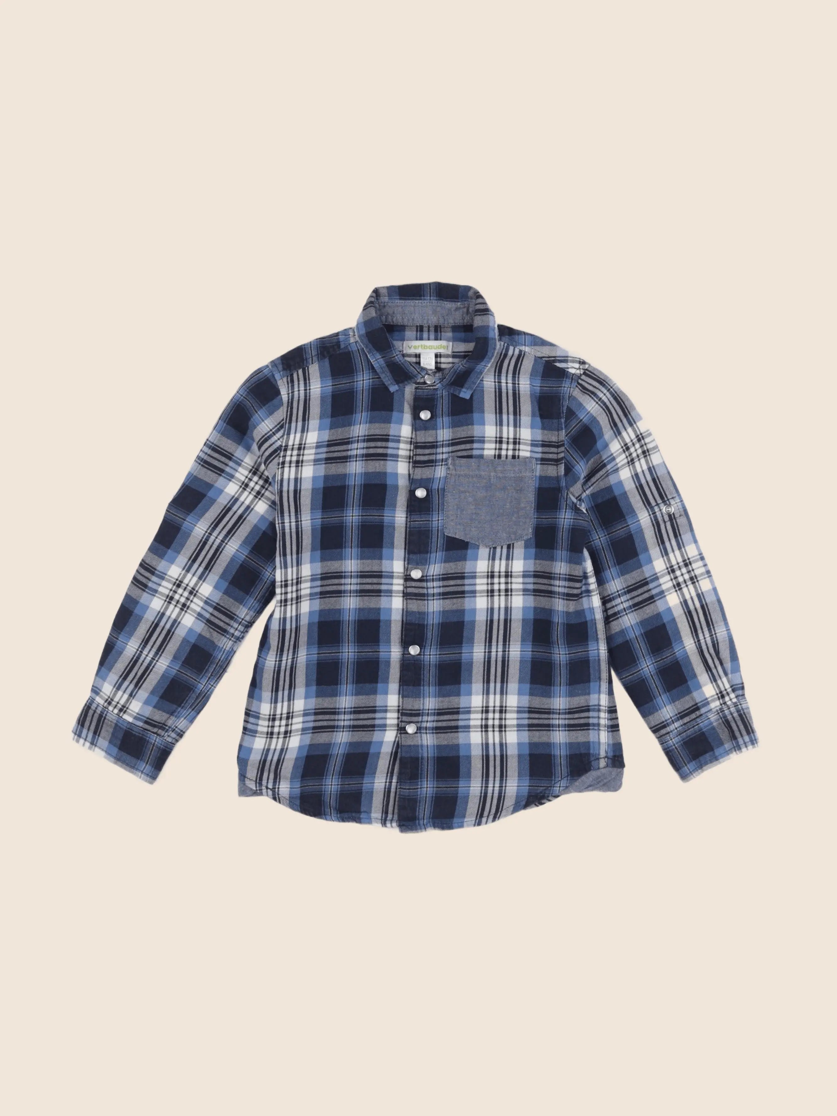 Vertbaudet - chemise imprimé au dos bleu - 6 ans