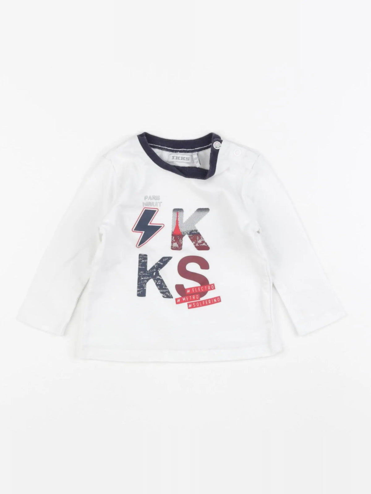 IKKS - tee-shirt blanc, bleu - 6 mois