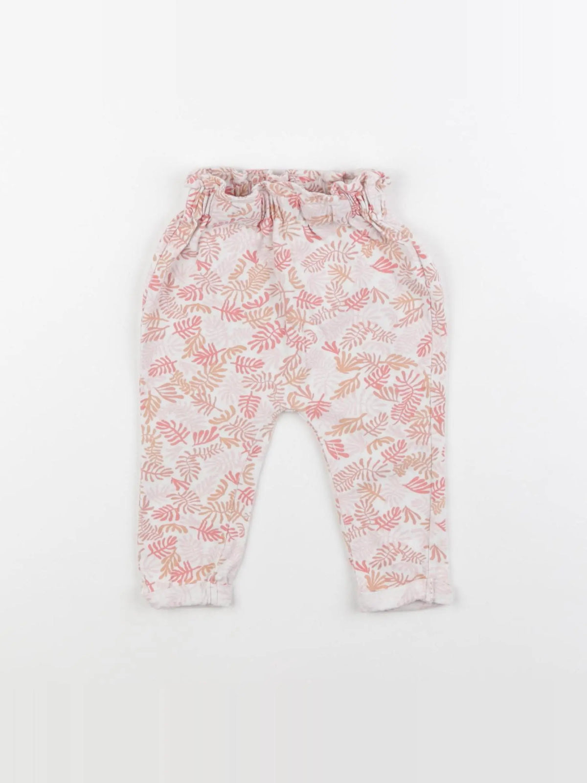 Tape à l'oeil - sarouel blanc, rose - 6 mois