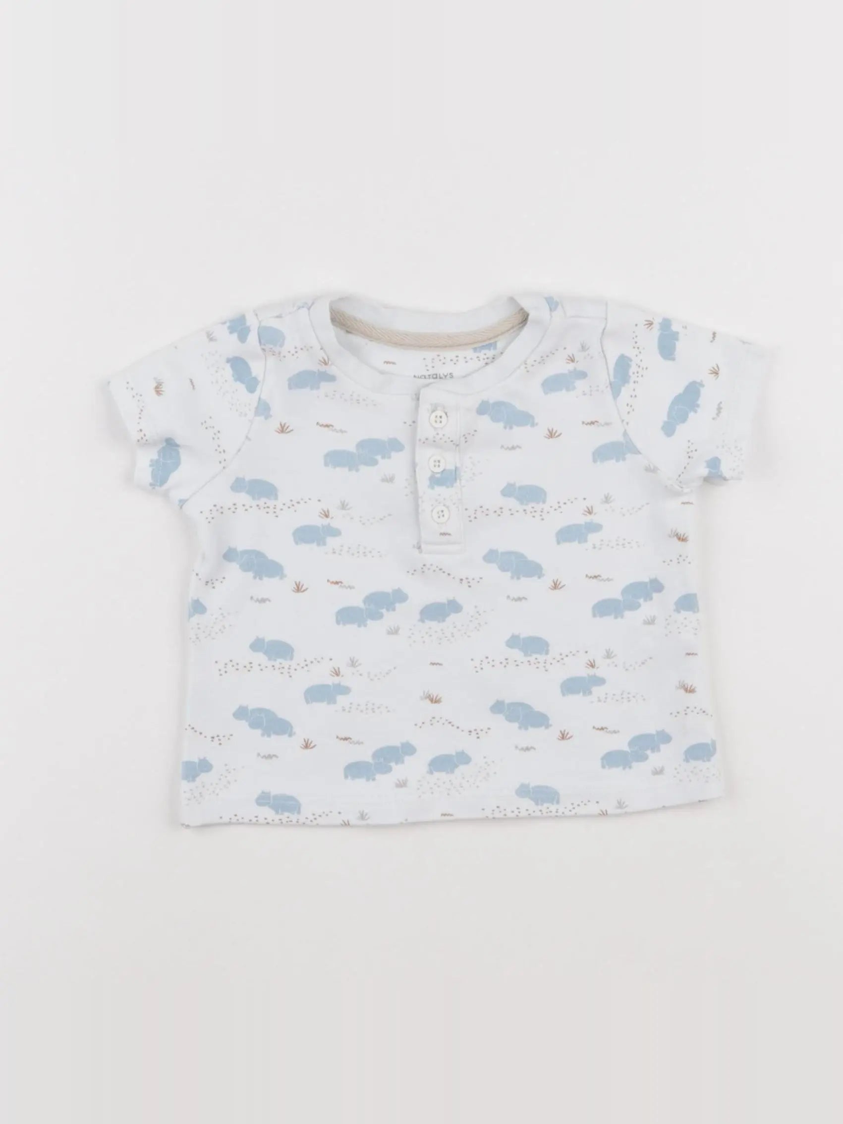 Natalys - tee-shirt blanc, bleu - 6 mois