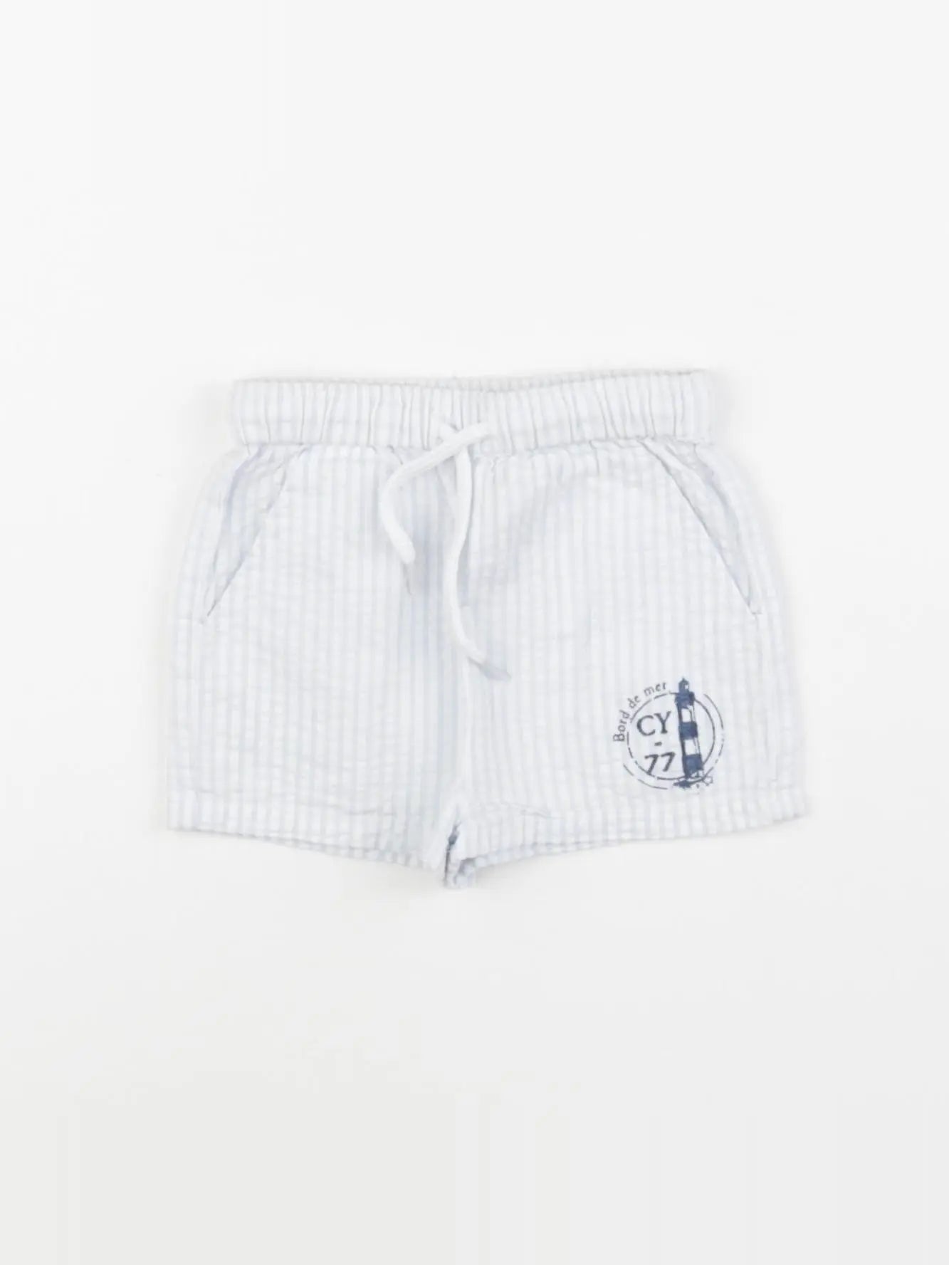 Cyrillus - short bleu, blanc - 3/6 mois