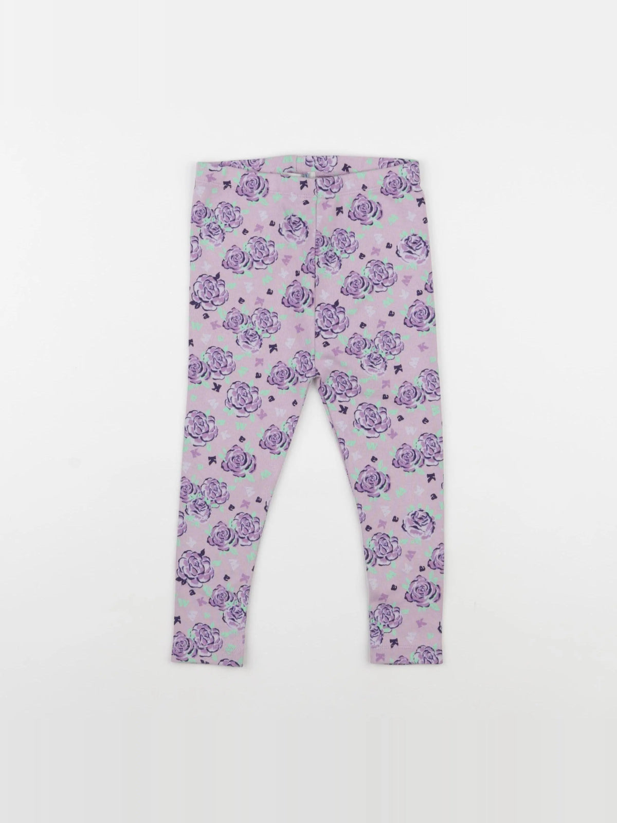 Legging Nour Ribbed Jersey Big Flowers violet