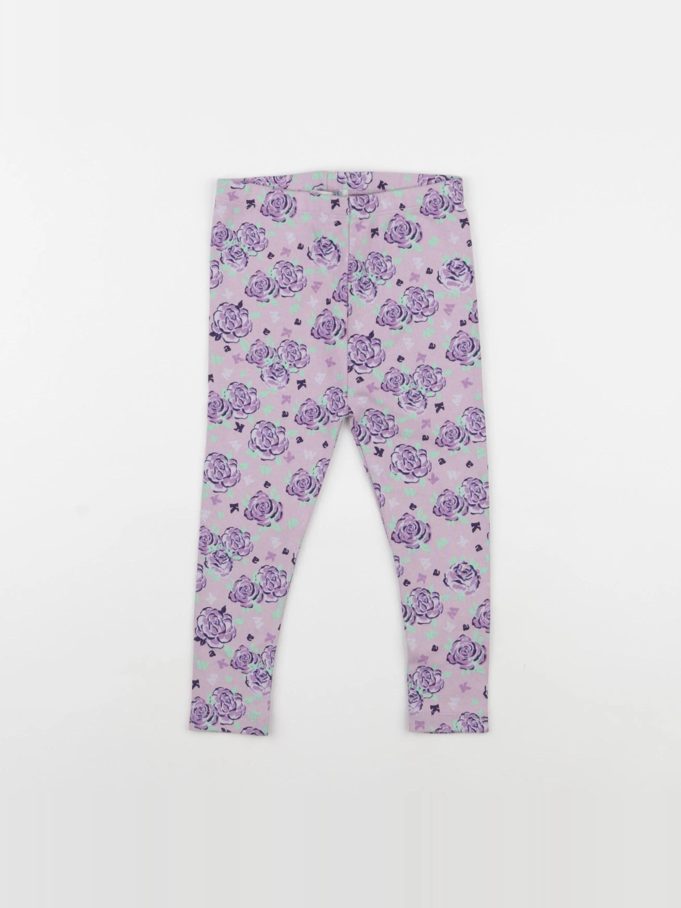 Legging Nour Ribbed Jersey Big Flowers violet
