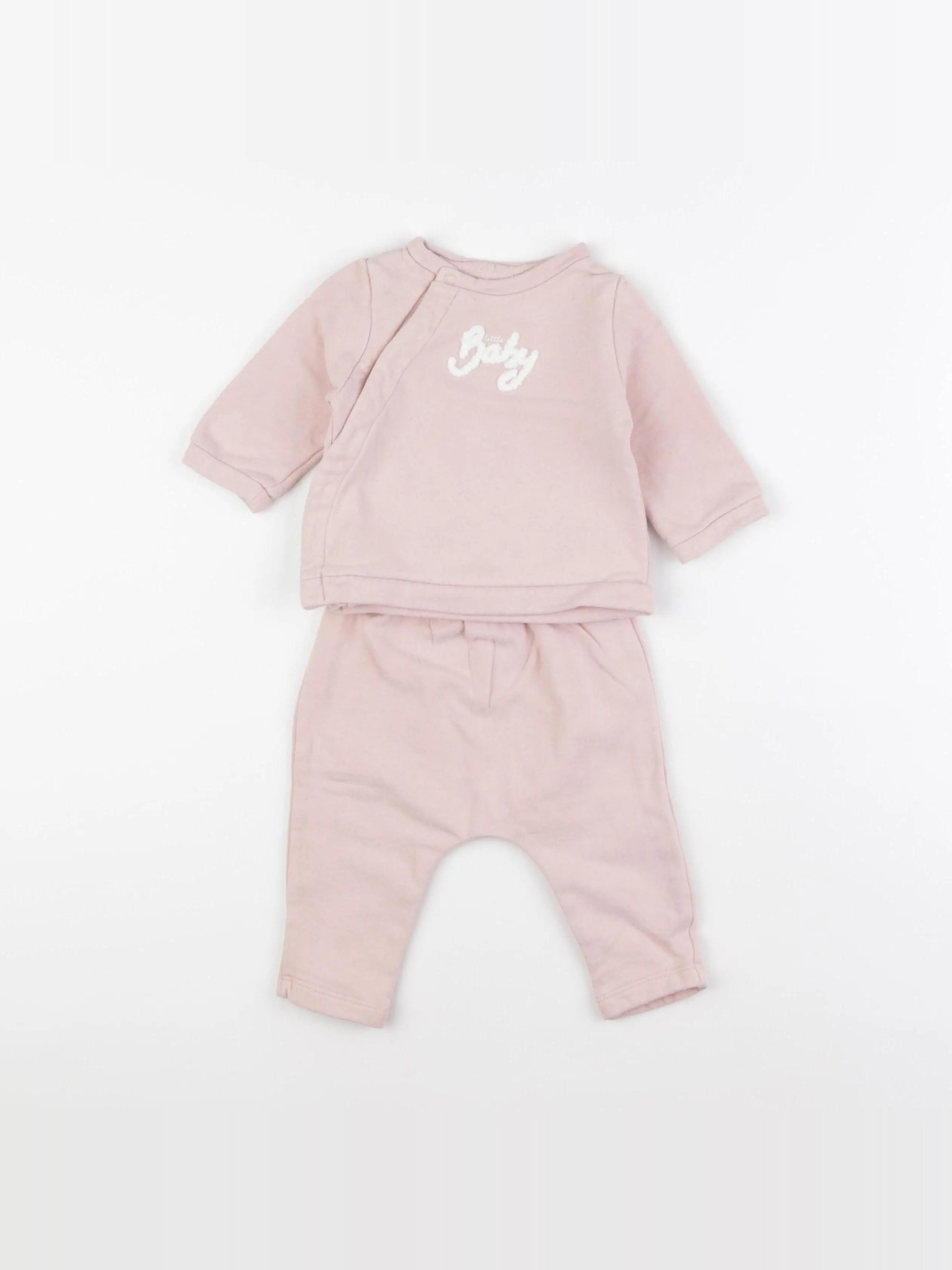 Vertbaudet - ensemble coton rose - 3 mois