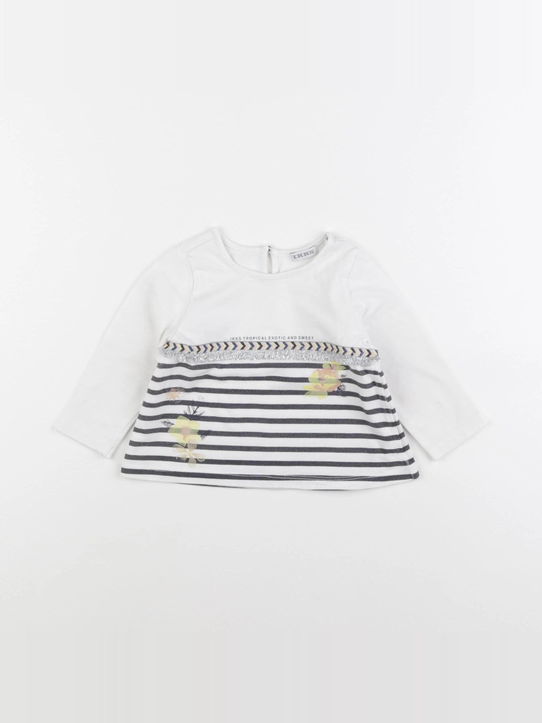 IKKS - tee-shirt velours blanc - 12 mois