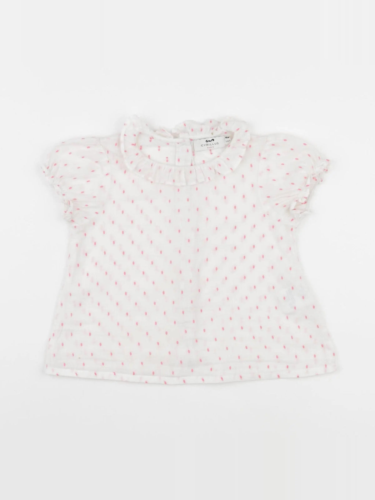 Cyrillus - blouse blanc, rose - 24 mois
