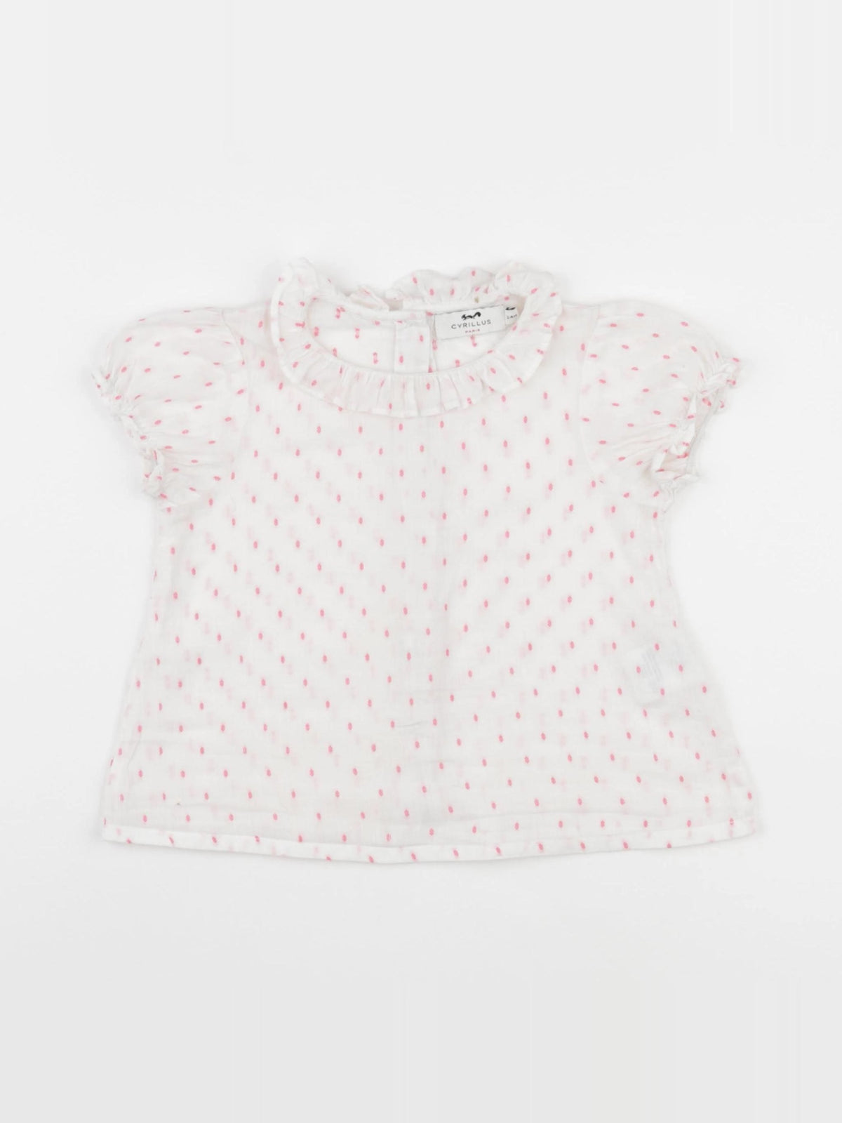 Cyrillus - blouse blanc, rose - 24 mois