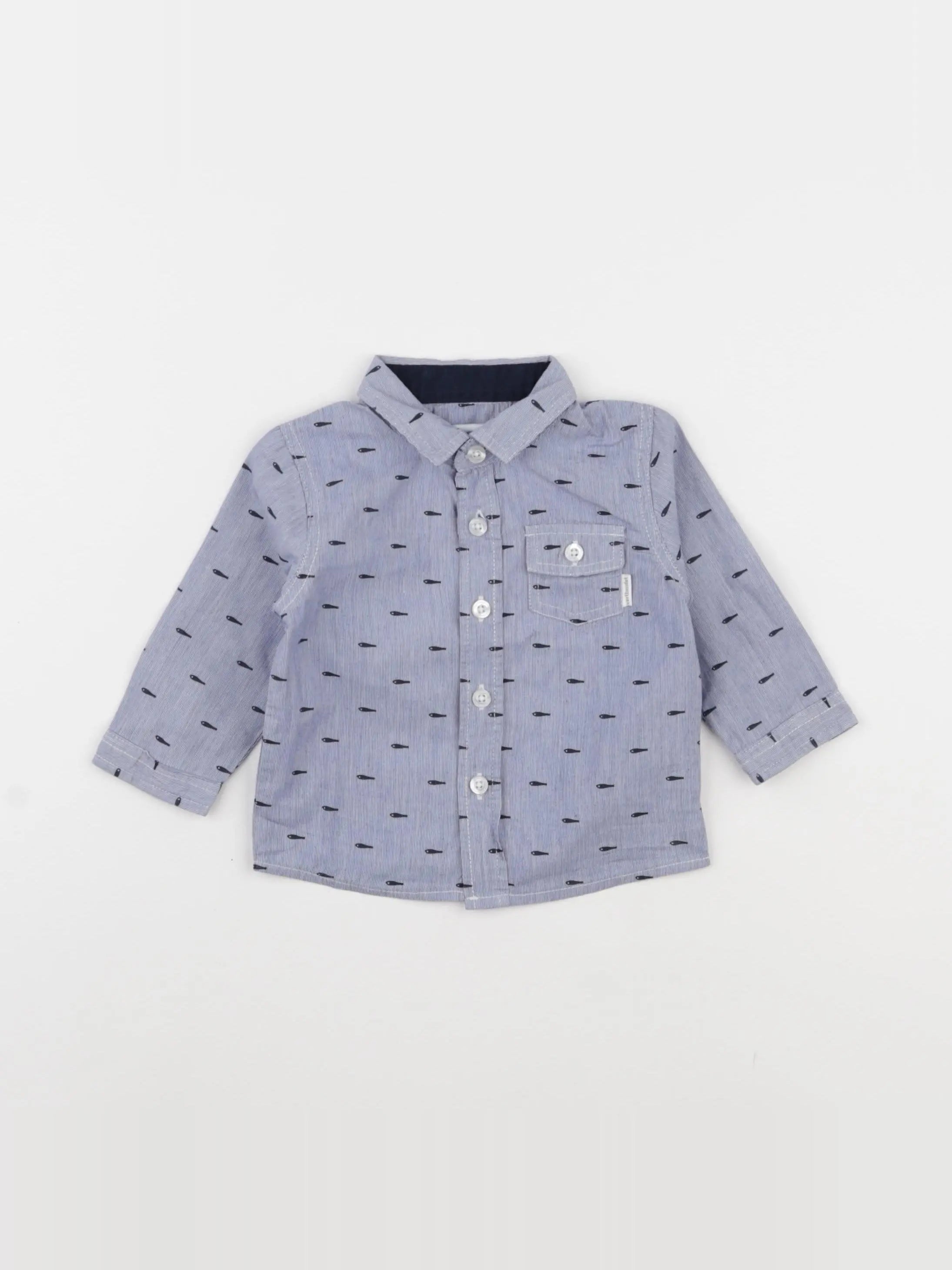 Vertbaudet - chemise bleu - 6 mois