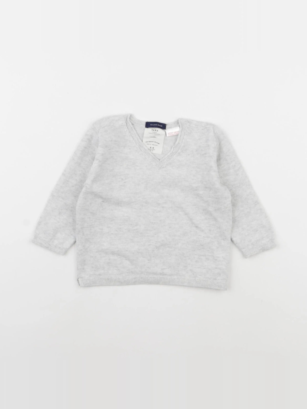 Zara - pull gris - 6/9 mois
