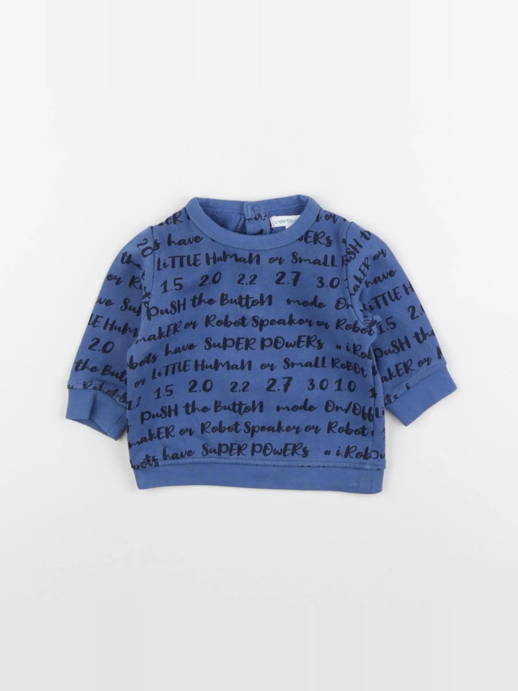 Vertbaudet - sweat bleu - 3 mois