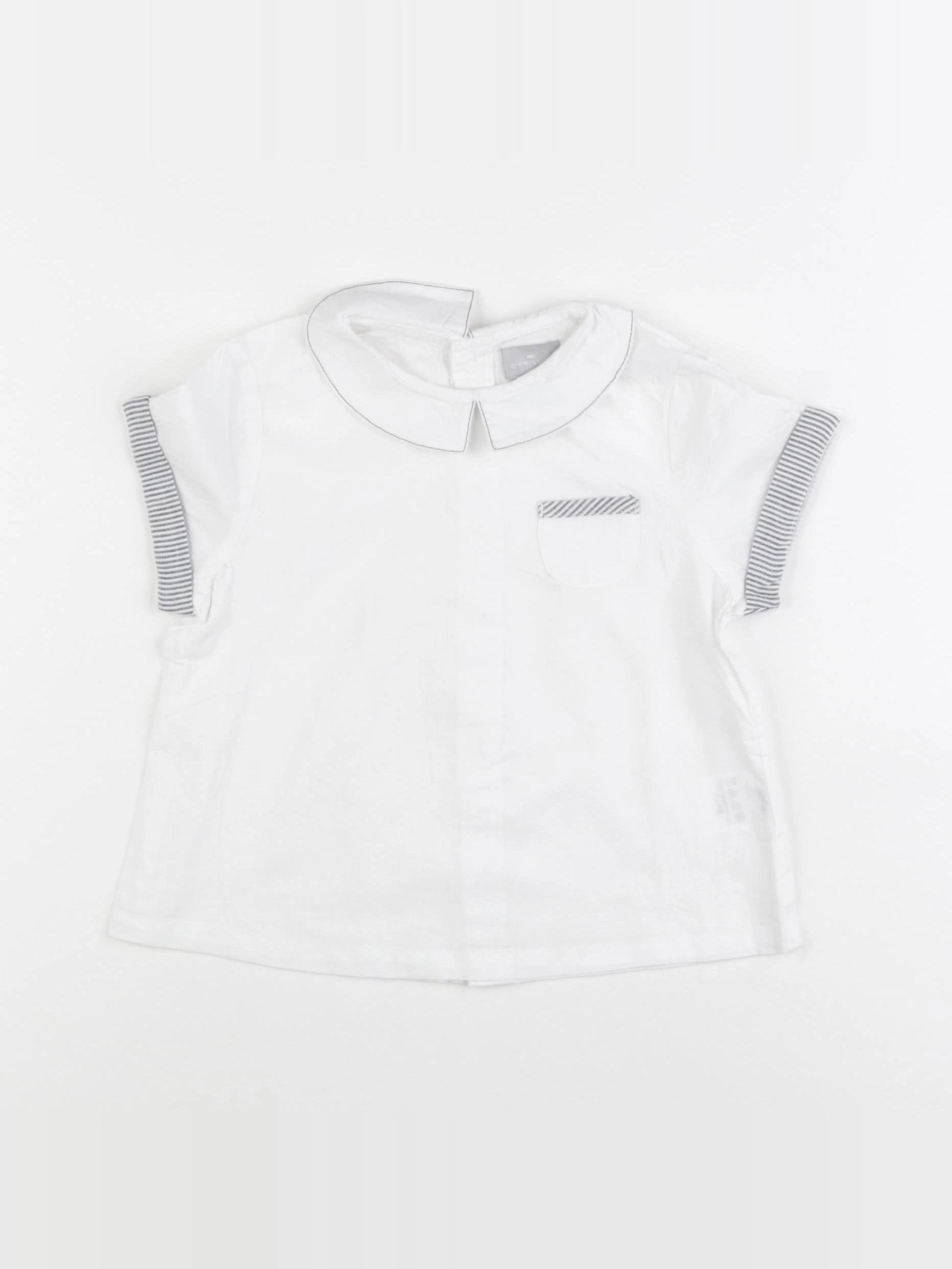 Cyrillus - blouse blanc, gris - 24 mois