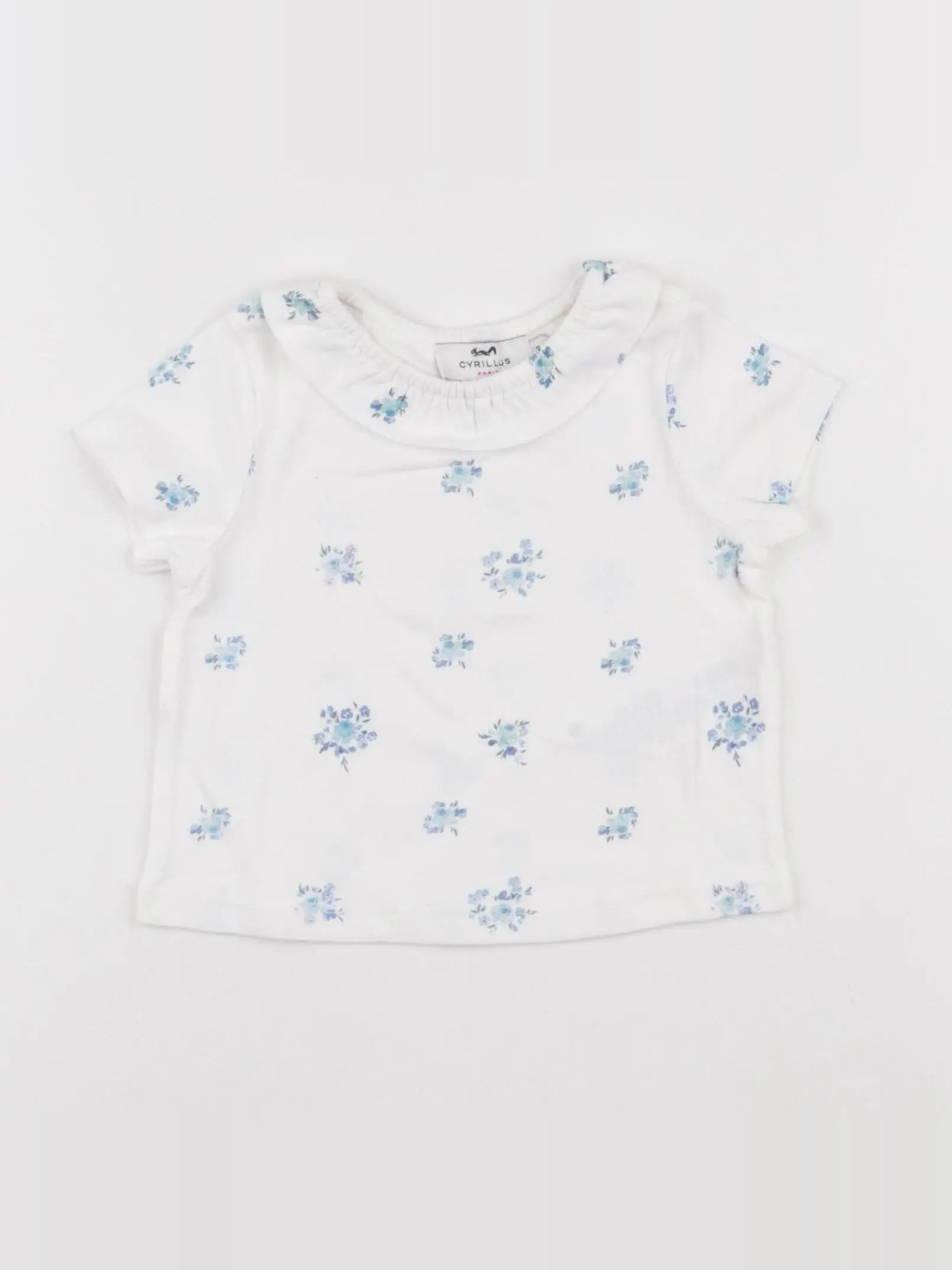 Cyrillus - tee-shirt blanc, bleu - 9 mois