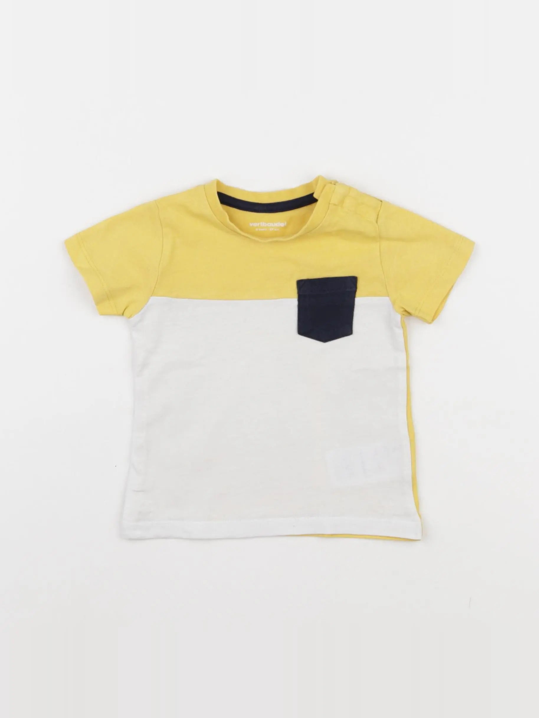 Vertbaudet - tee-shirt blanc, jaune - 6 mois