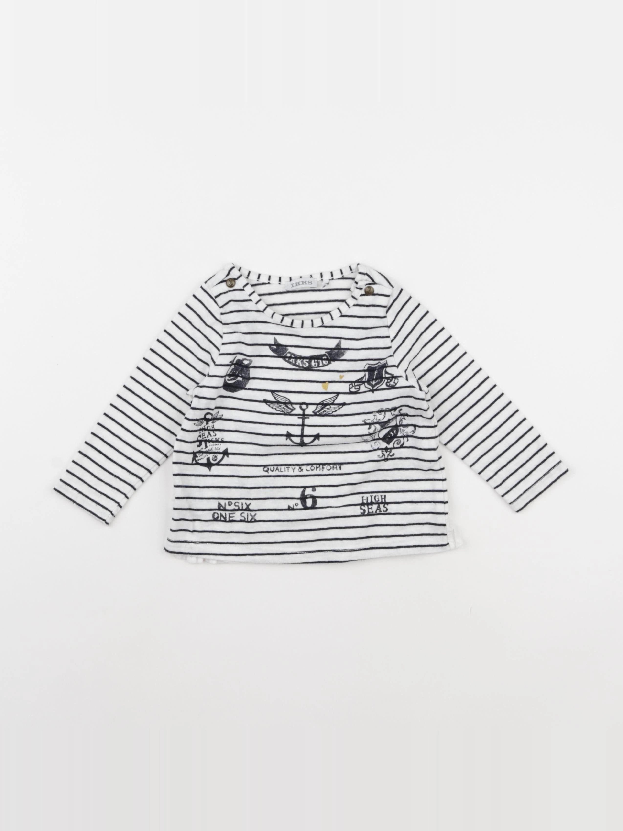 IKKS - tee-shirt blanc, bleu - 12 mois