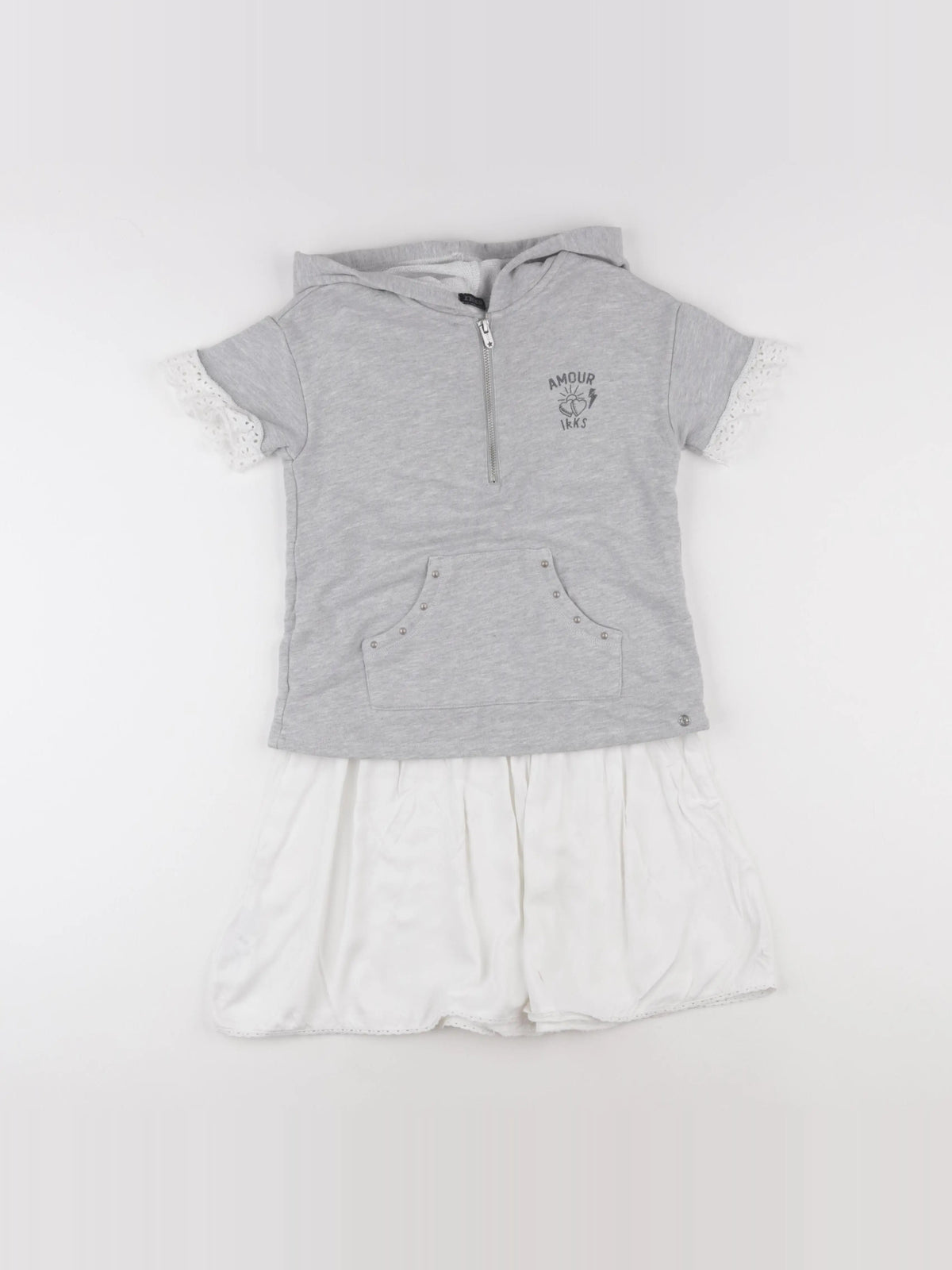IKKS - robe gris, blanc - 8 ans