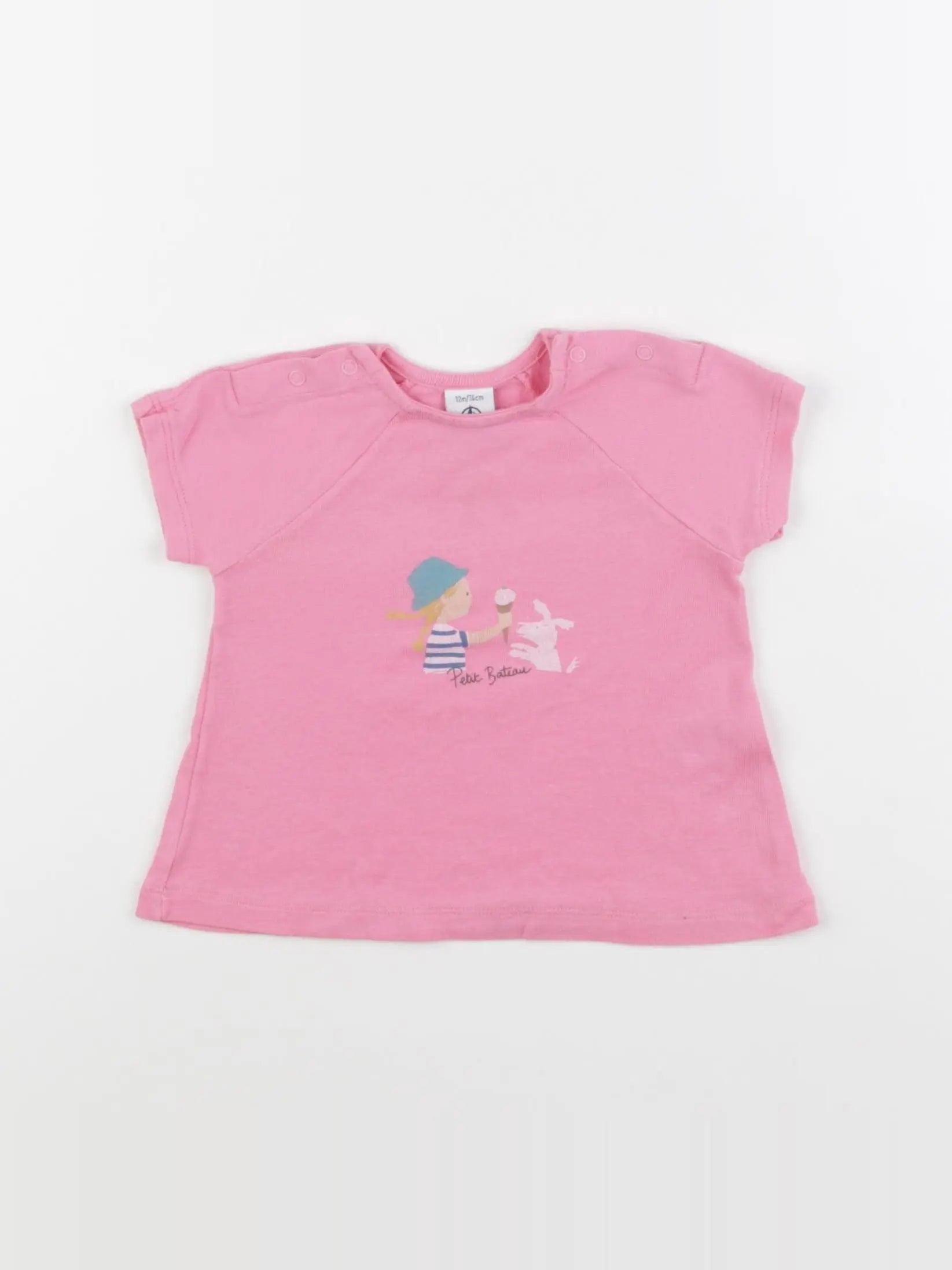 Petit Bateau - tee-shirt rose - 12 mois