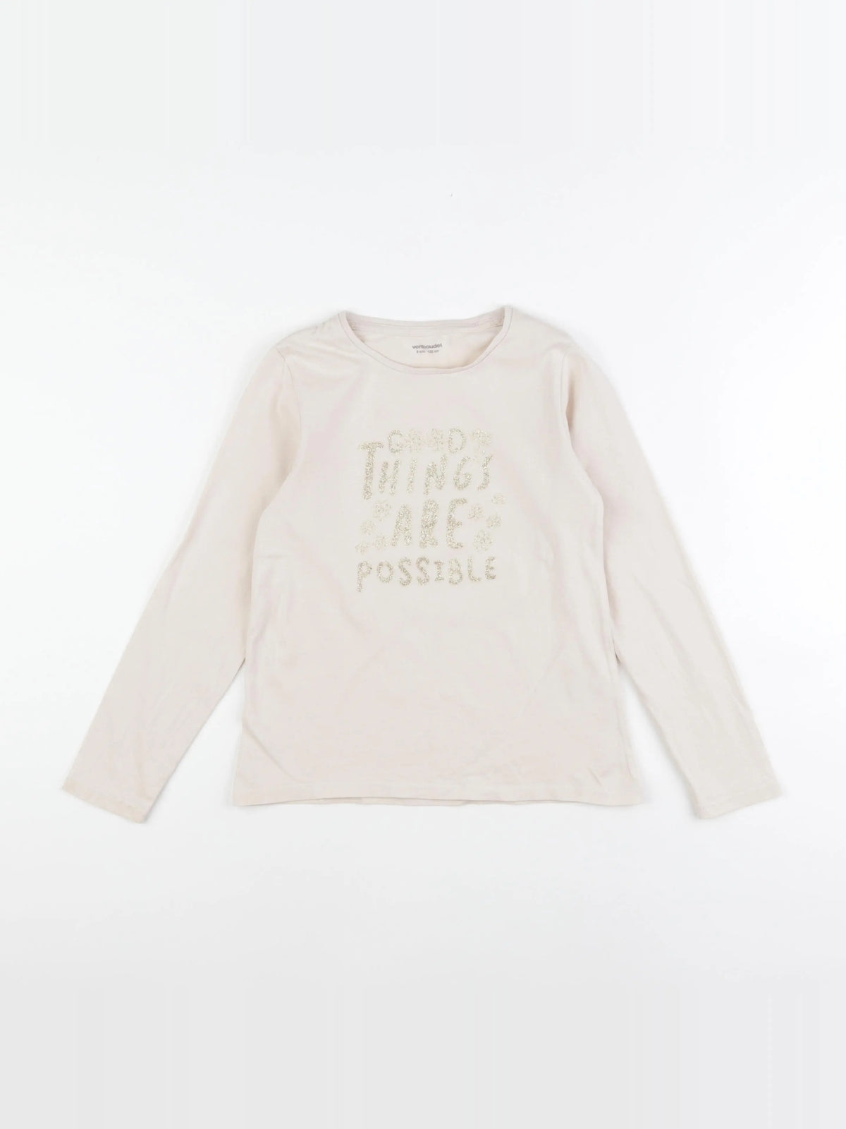 Vertbaudet - tee-shirt beige - 8 ans